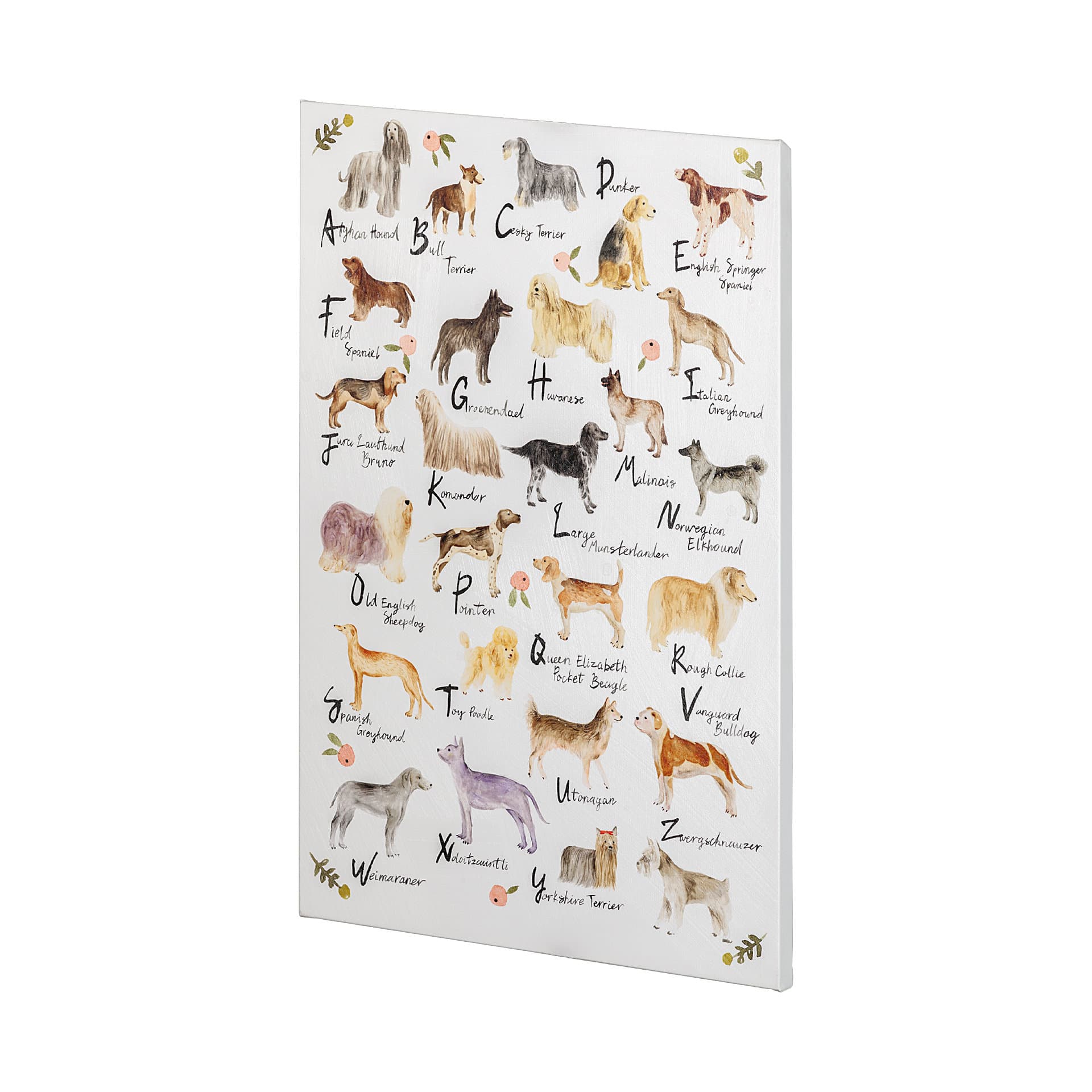 Dog Alphabet by Melissa Wang a Hand Embellished Textured Canvas — product photograph