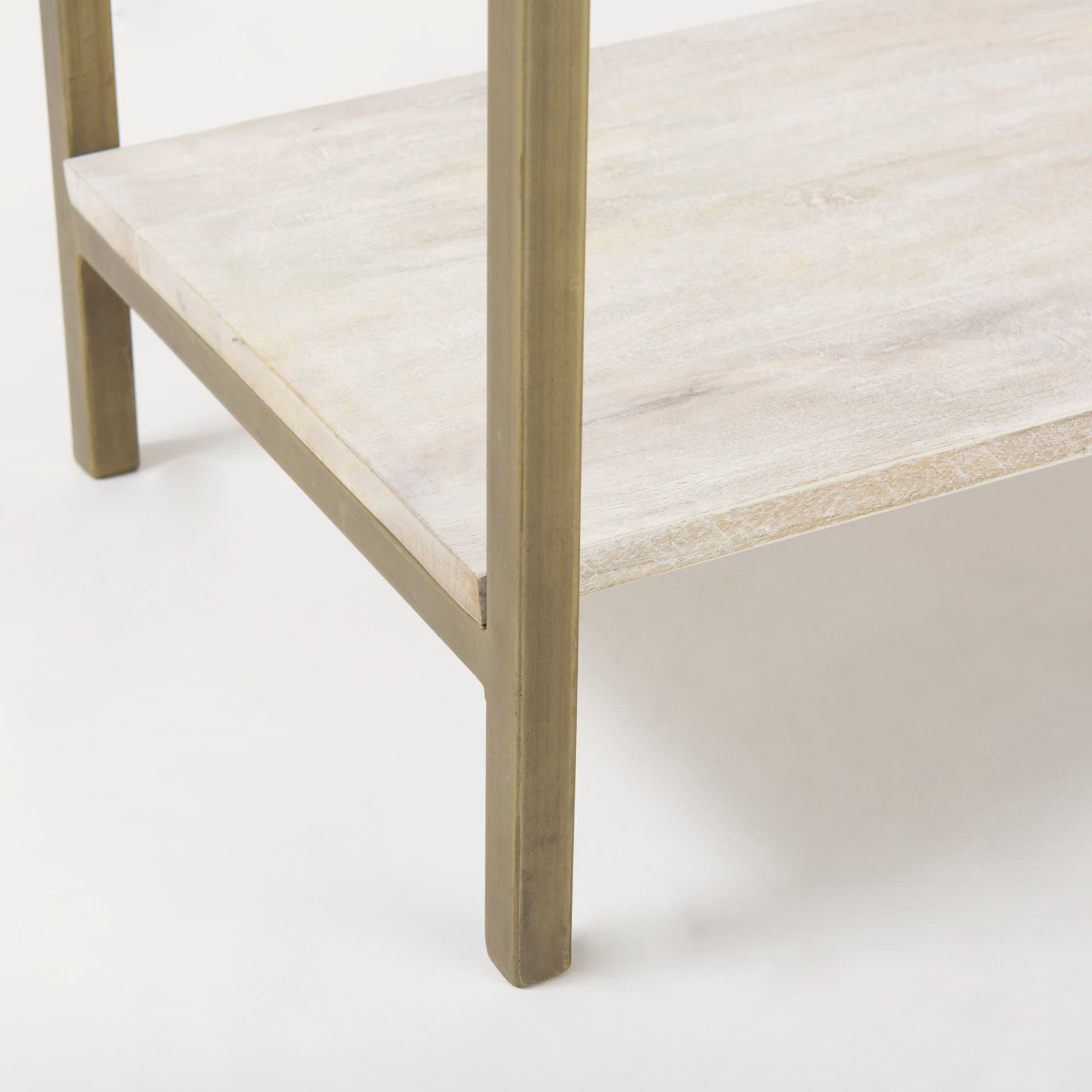 Arelius 36L x 18.75W x 63H White Wood W/ Gold Metal Base Display Cabinet — product photograph