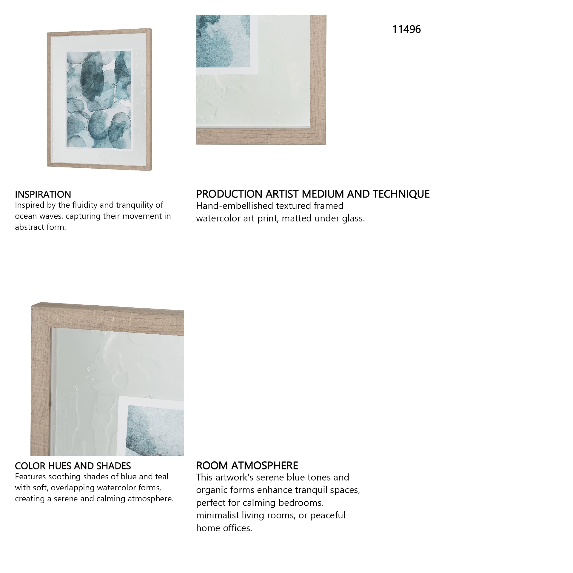 Swim II by Mercana Studio a Hand Embellished Textured Framed Art Print Matted under Glass — in a styled room