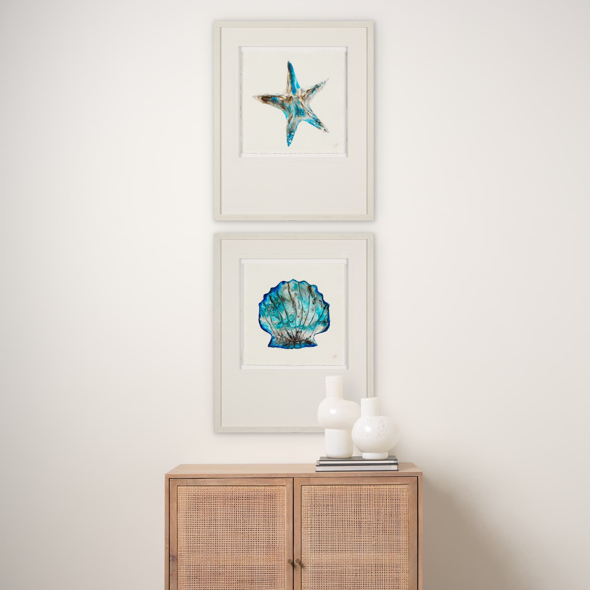 Sea Pearl by Studio M a handmade Original Framed Artwork under Glass — in a styled room