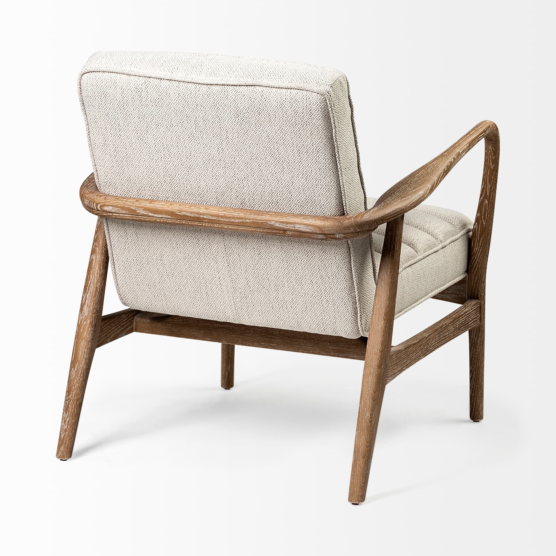 Ajax II Cream Fabric W/ Brown Wooden Frame Accent Chair — product photograph