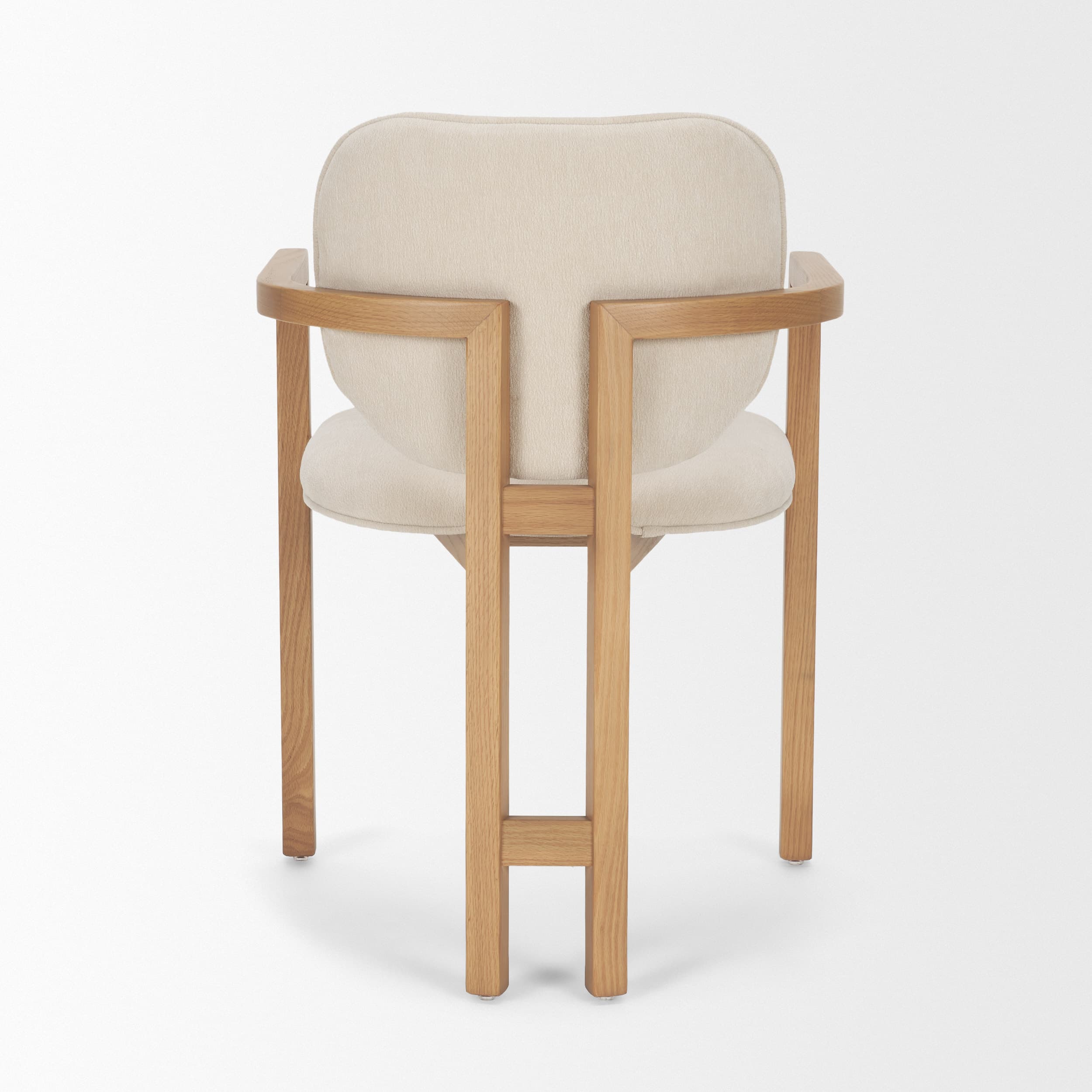 Carlisle Curved Back Dining Arm Chair | Cream Chenille w/ Brown Wood — product photograph
