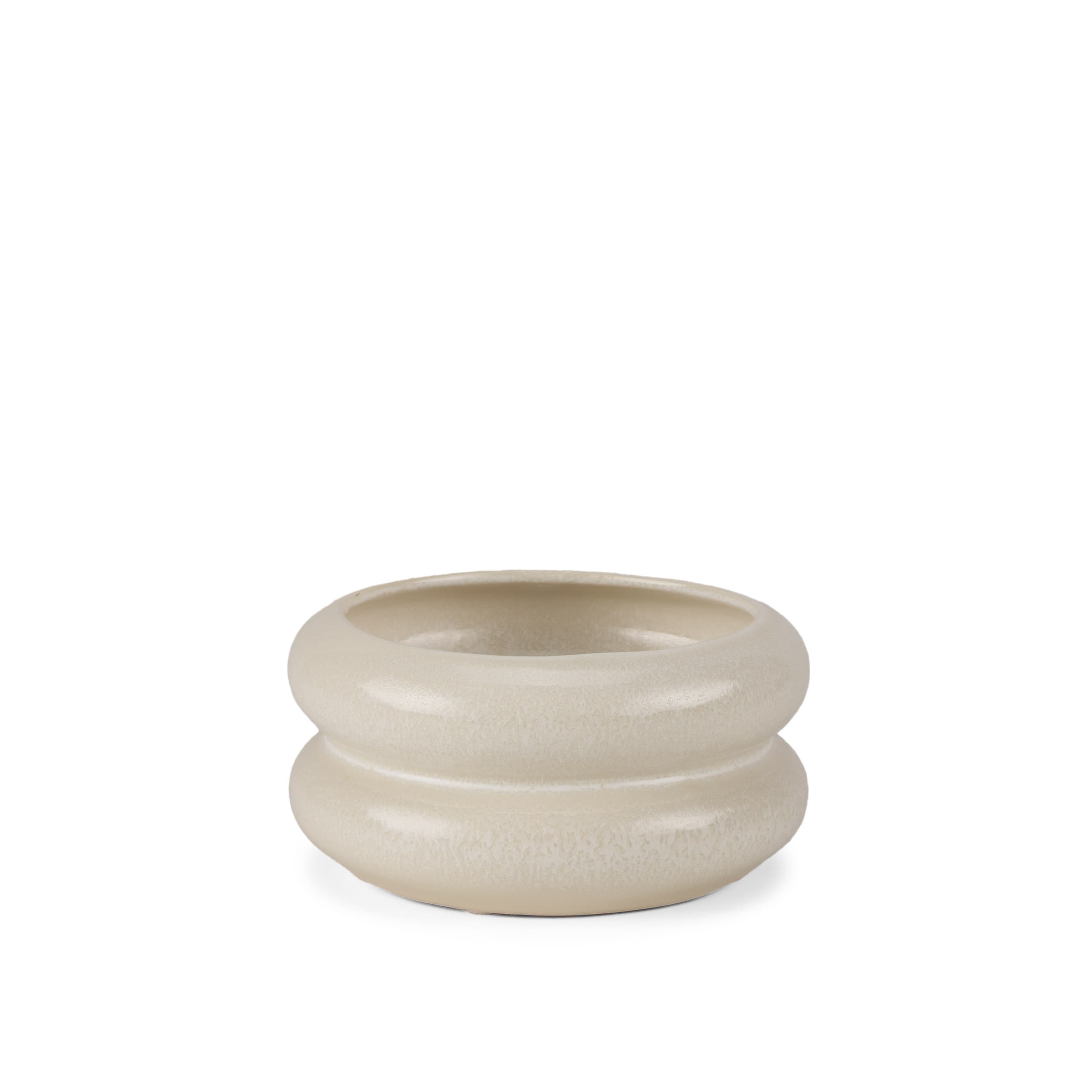 Twyla Short Cream Glazed Ring Pot — product photograph