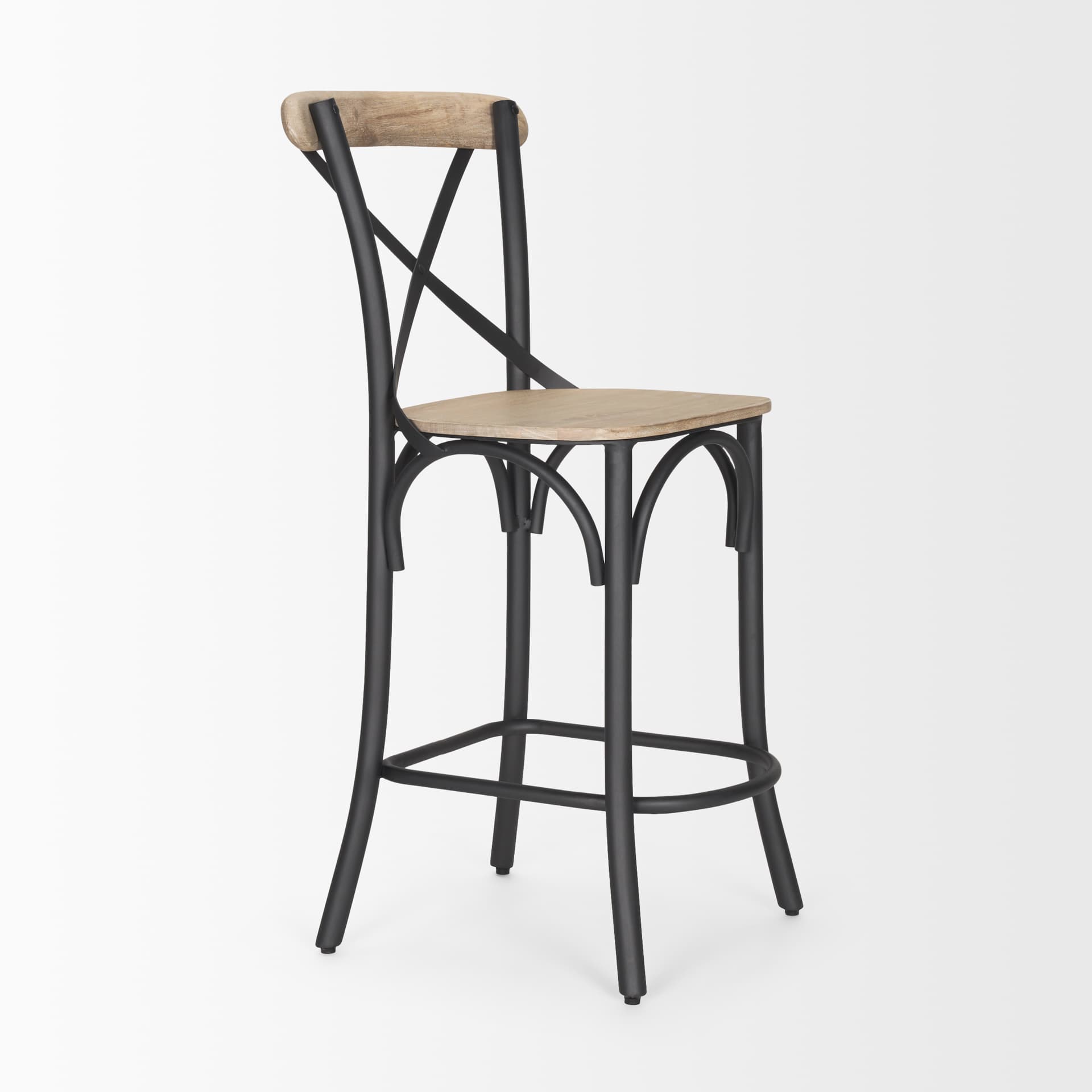 Etienne Low Back 26.25in Seat Counter Stool | Light Brown w/ Metal — product photograph