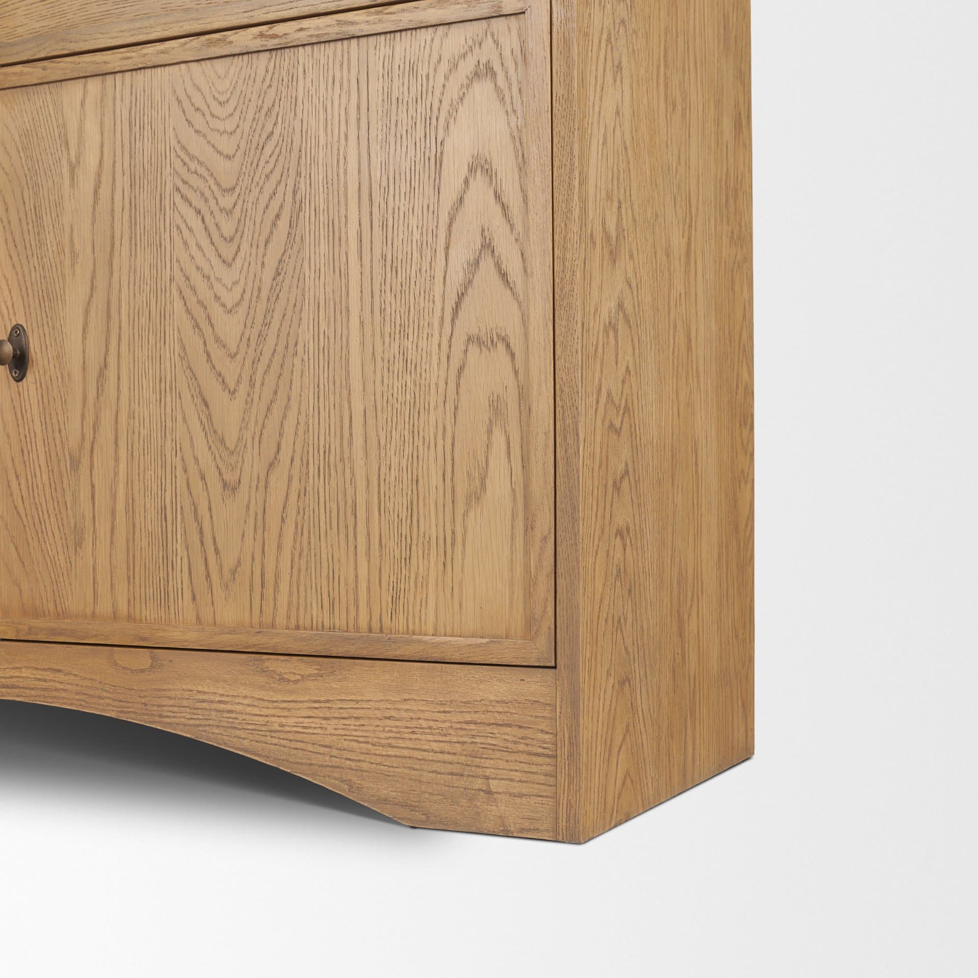 Carrington 85" Sideboard & Hutch | Brown Oak Wood w/ Brass Hardware — product photograph