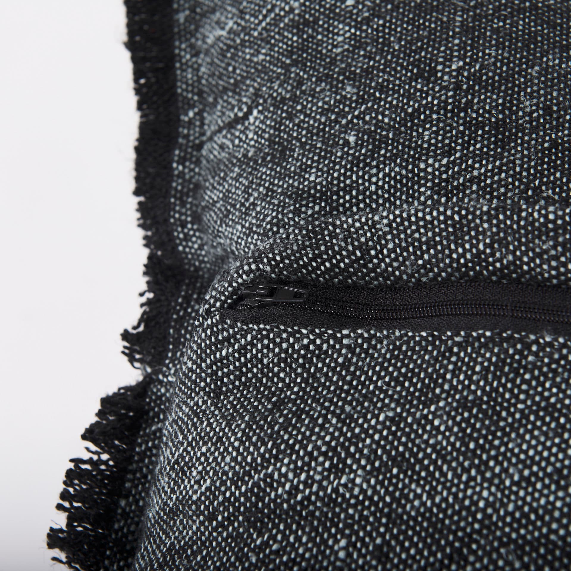 Malia 20x20 Black and Teal Fabric Fringed Pillow Cover — product photograph