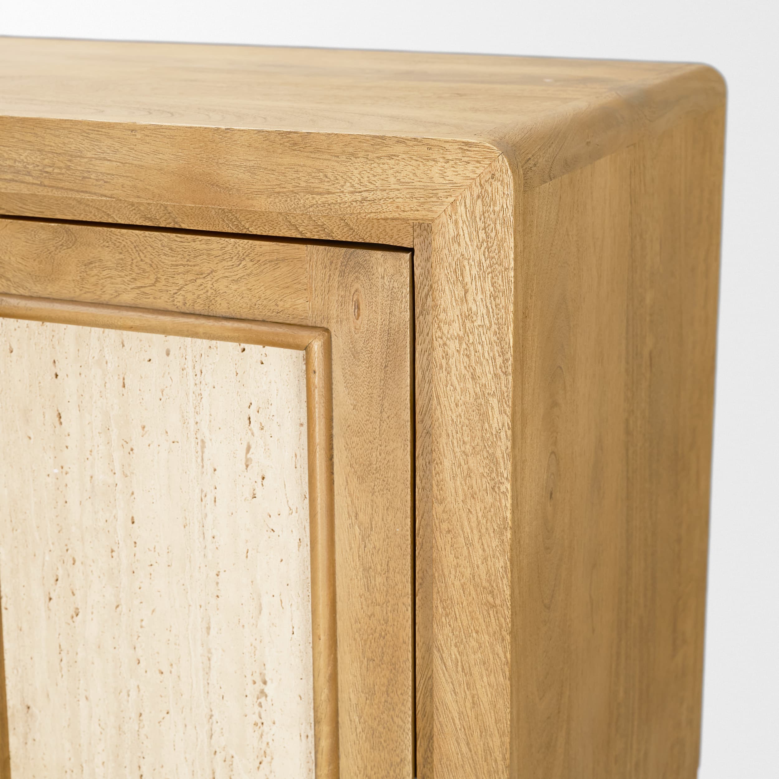 Valterra Light Brown Wood w/ Travertine 4 Door Tall Cabinet — product photograph
