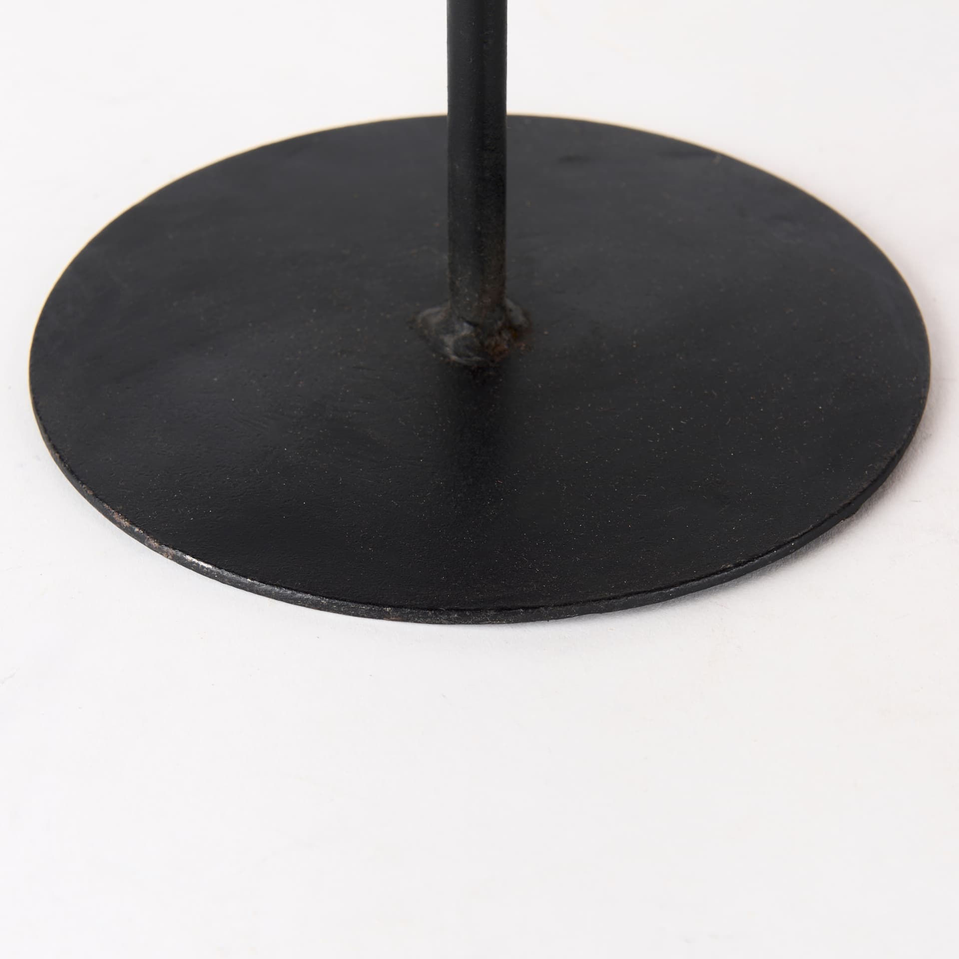 Lorenz (Set of 3) Light Brown Wood W/ Black Metal Base Round Decorative Display Stands — product photograph