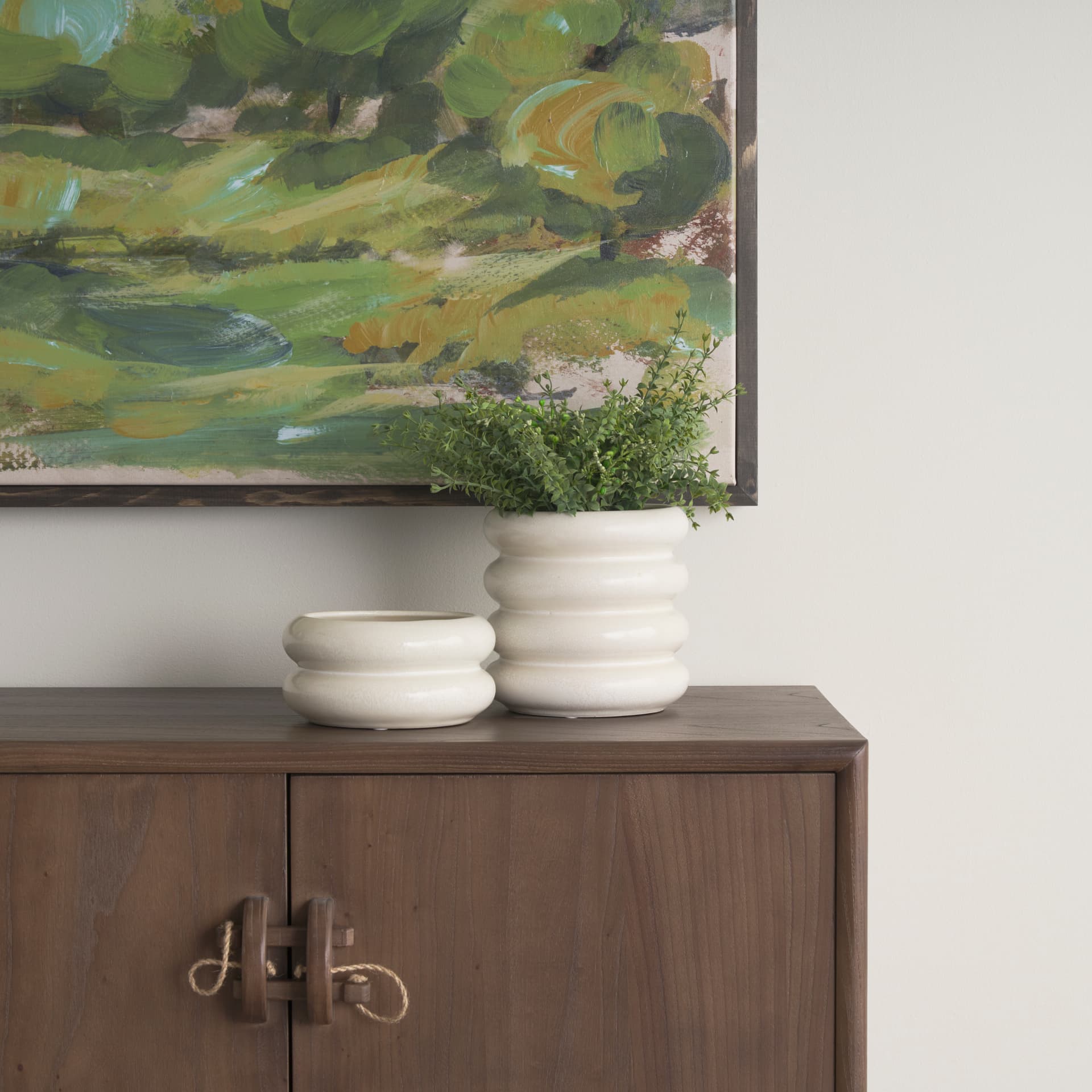 Twyla Short Cream Glazed Ring Pot — product photograph