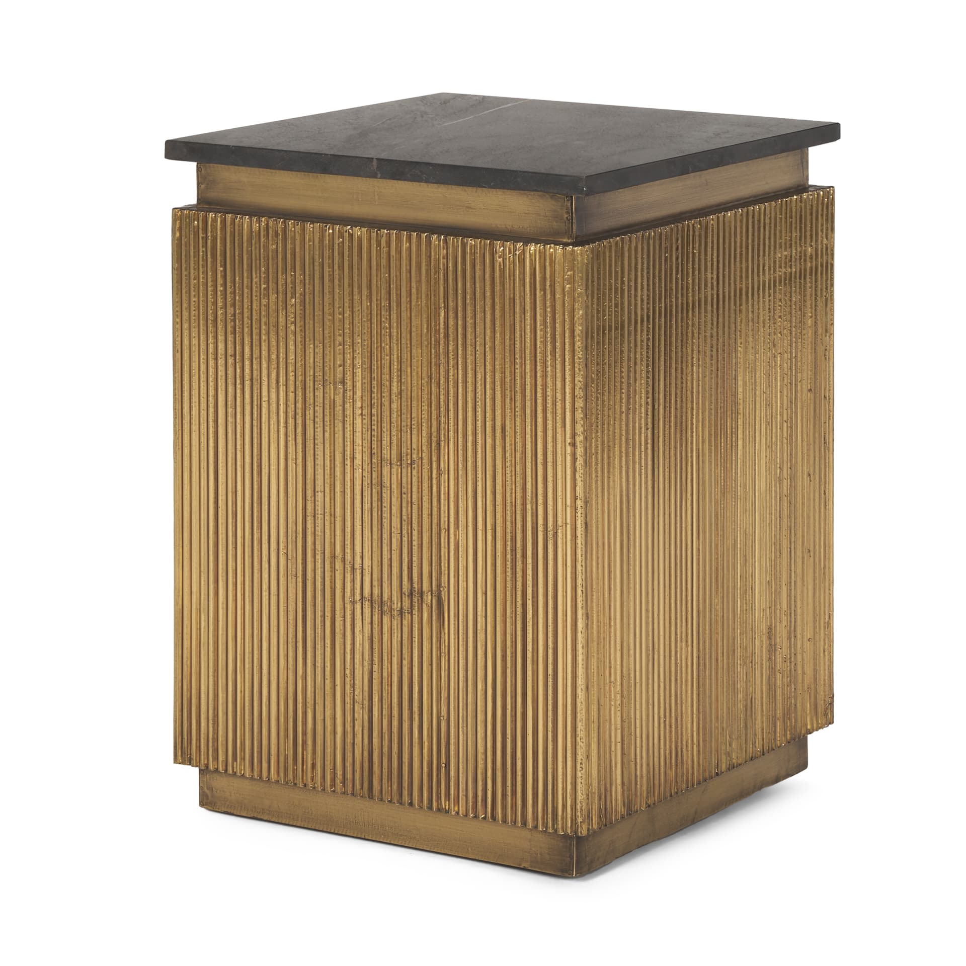 Satima Black Marble w/ Gold Metal Square Fluted Accent Table — product photograph