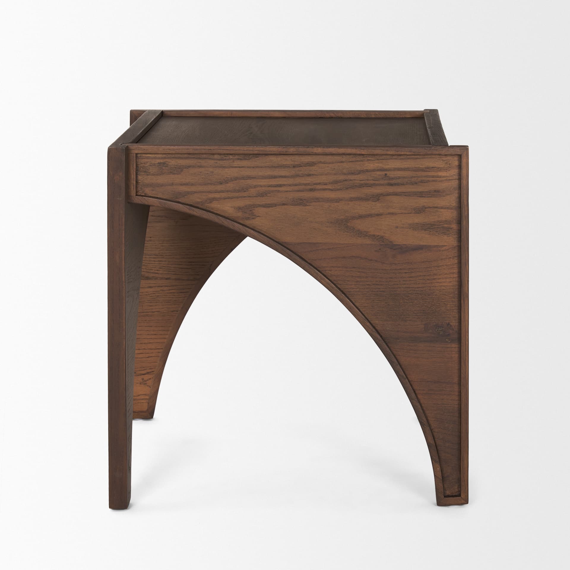 Laraya Medium Brown Wood w/ Arches End Table — product photograph