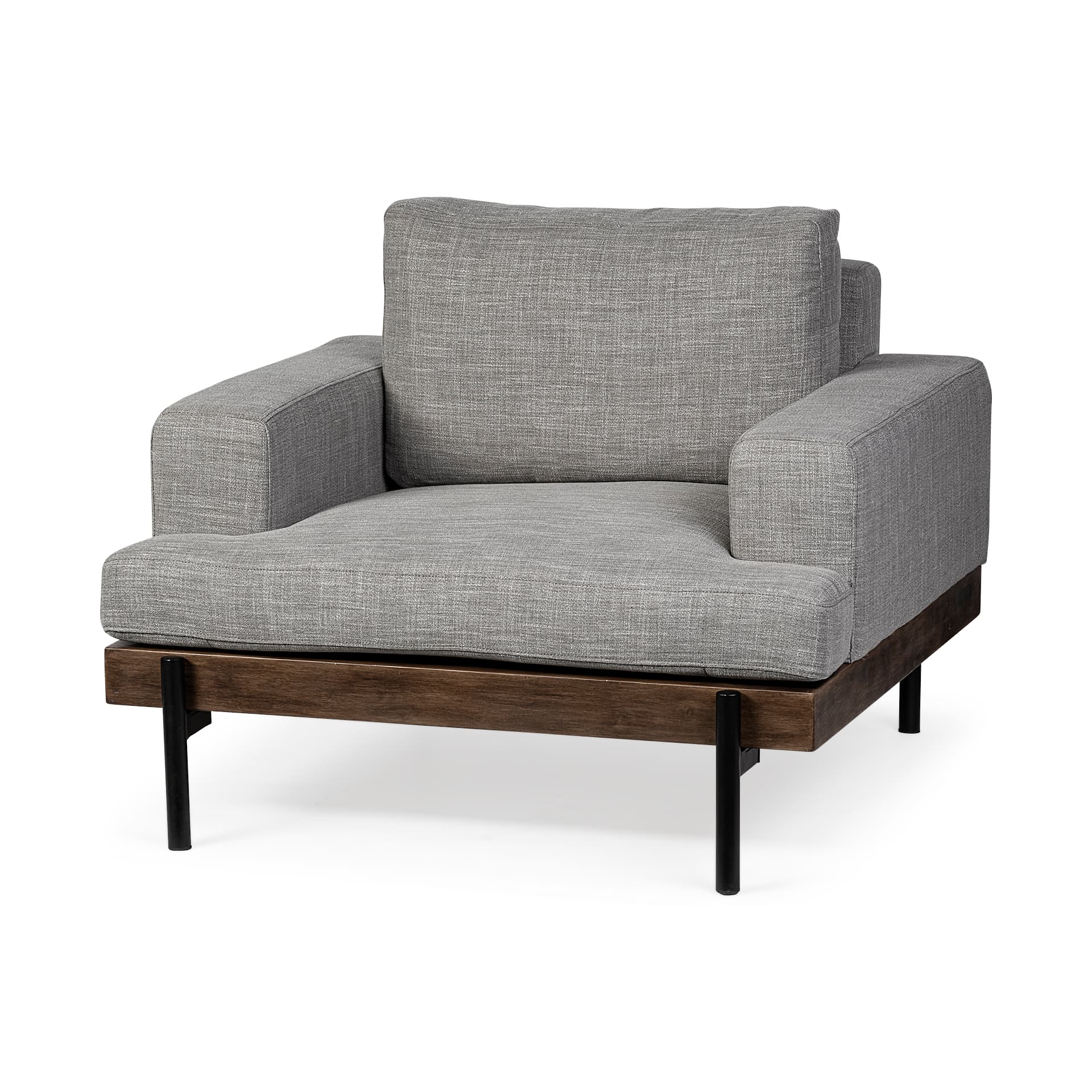Colburne I Gray Fabric W/ Wood and Iron Frame Accent Chair — product photograph
