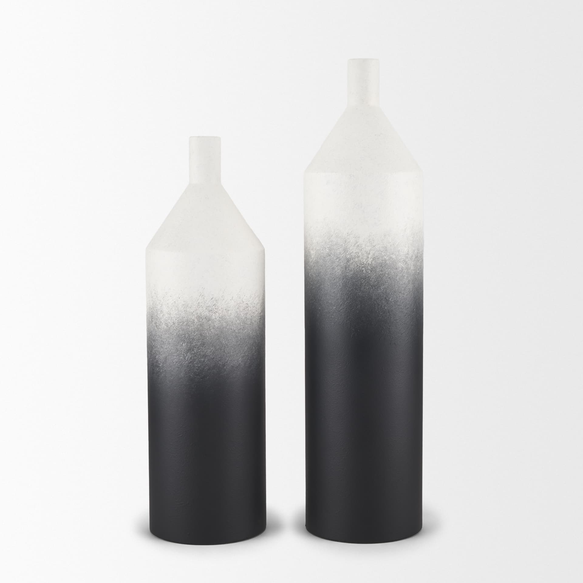 Townley Small White w/ Black Ombre Metal Vase — product photograph