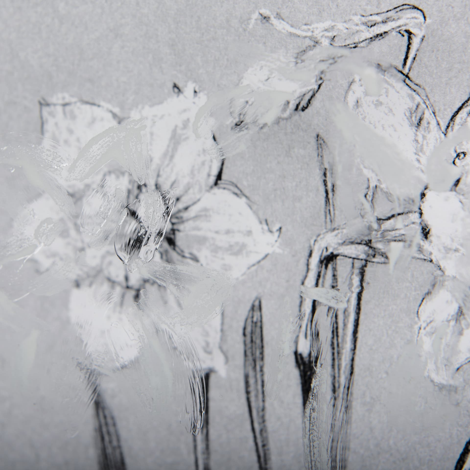 Botanical sketches II (Grey) by Mercana Studio Hand Embellished Framed Art Print Matted under Glass — product photograph