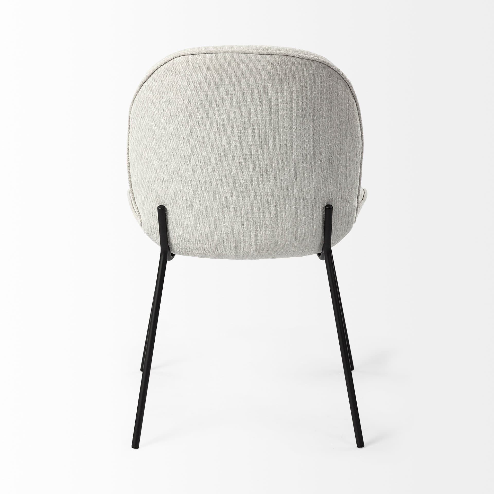 Inala Curved Back Dining Side Chair | White Fabric w/ Black Metal — product photograph