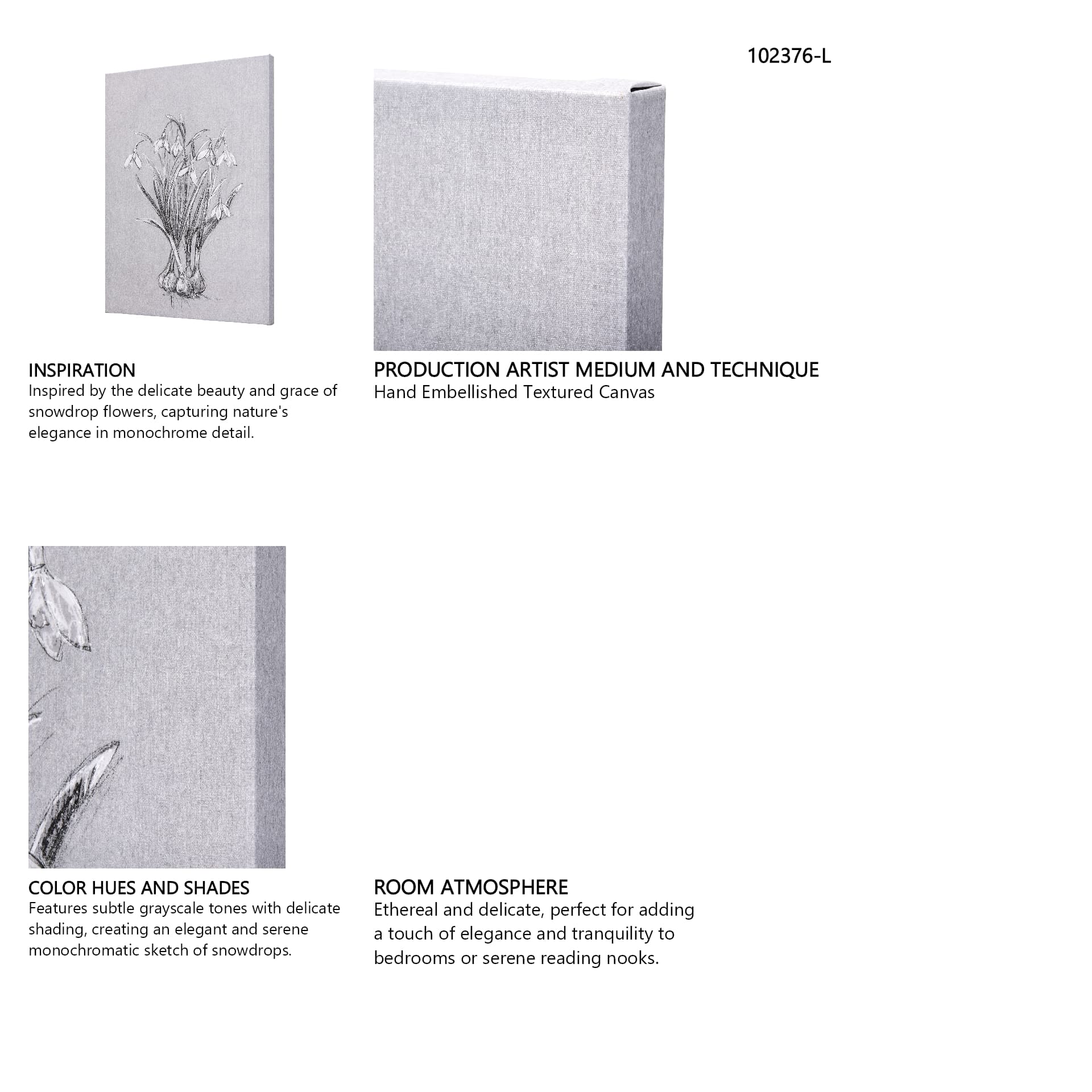 Botanical sketches VI (Grey) by Mercana Studio a Hand Embellished Textured Canvas — in a styled room