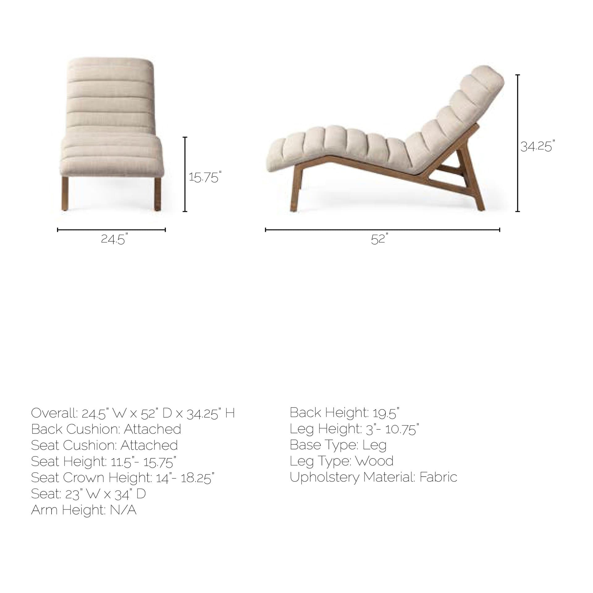 Pierre Beige Fabric Upholstered Armless Chaise Lounge Chair — product photograph