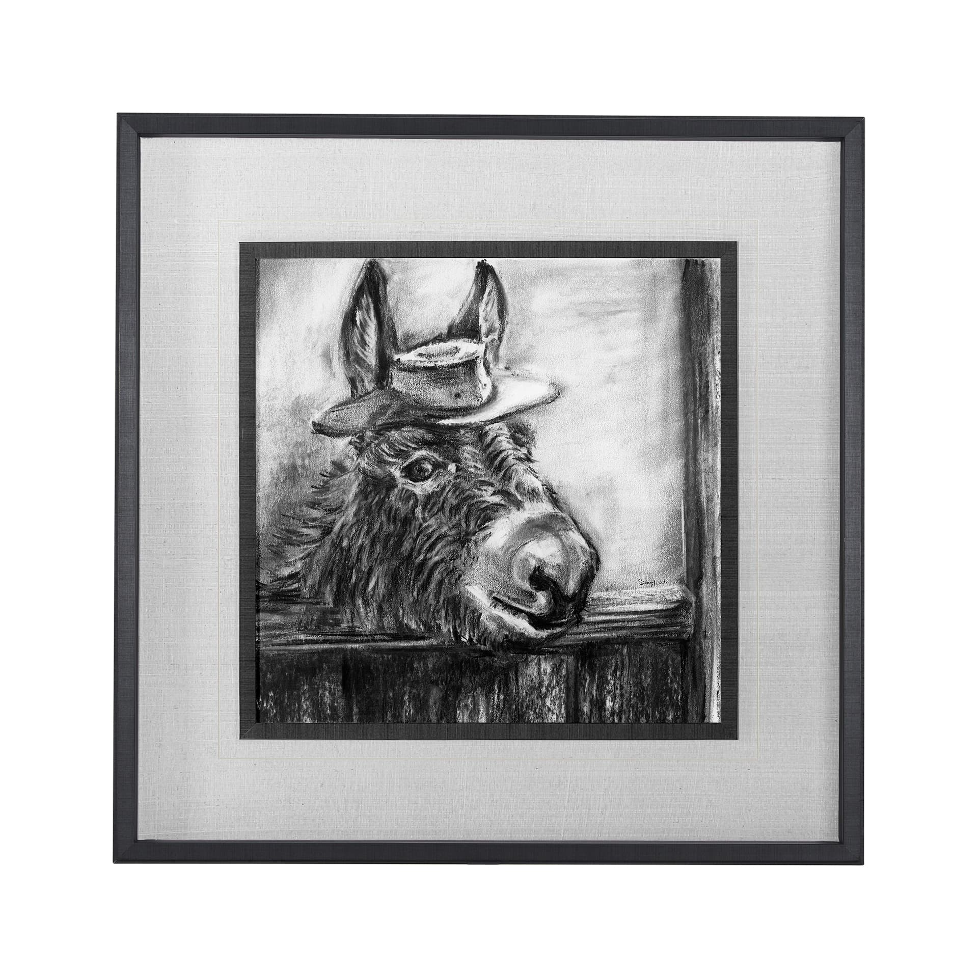 Donkey II by Mercana Studio a Hand Embellished Textured Framed Art Print Matted under Glass — product photograph