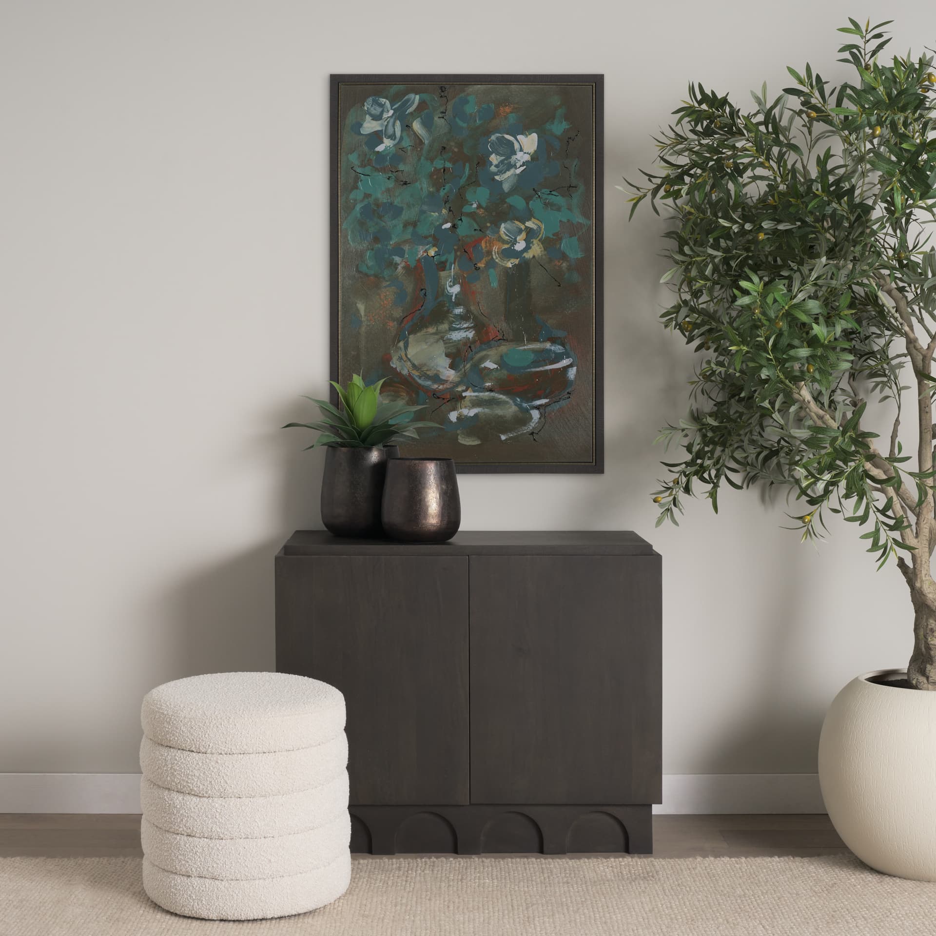 Graphite Sensation II by Mercana Studio a Hand Embellished Textured Framed Canvas — in a styled room