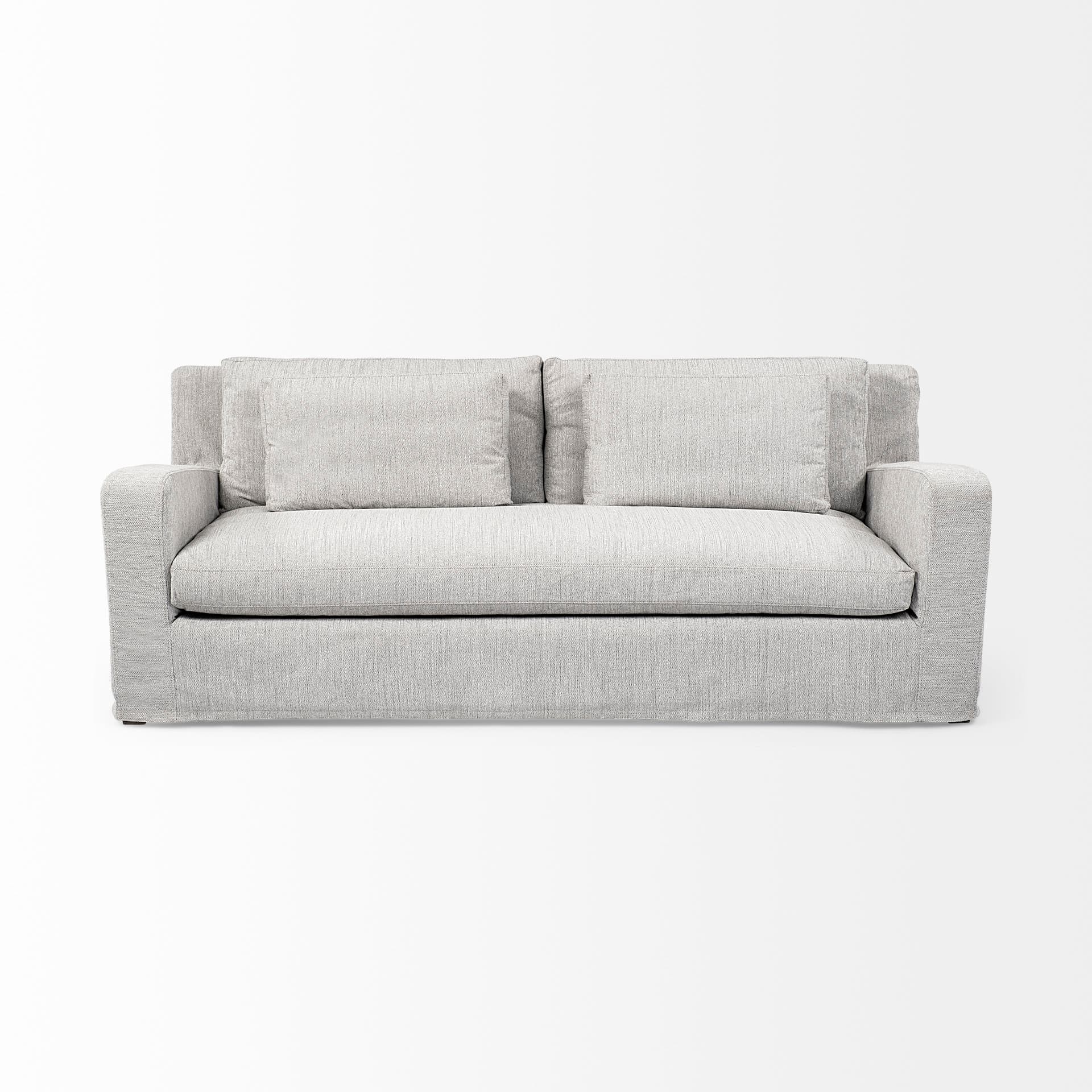 Denly II 92.5W Frost Gray Slipcover Three Seater Sofa — product photograph