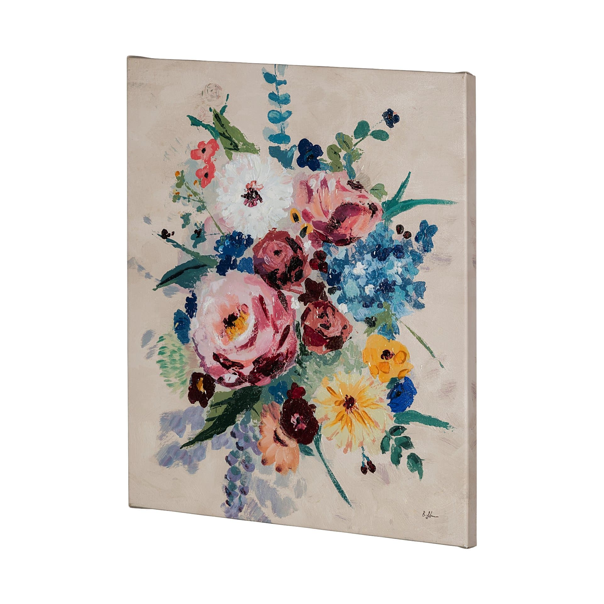 Farmhouse Flowers I by Barbara Fleming a Hand Embellished Textured Canvas — product photograph