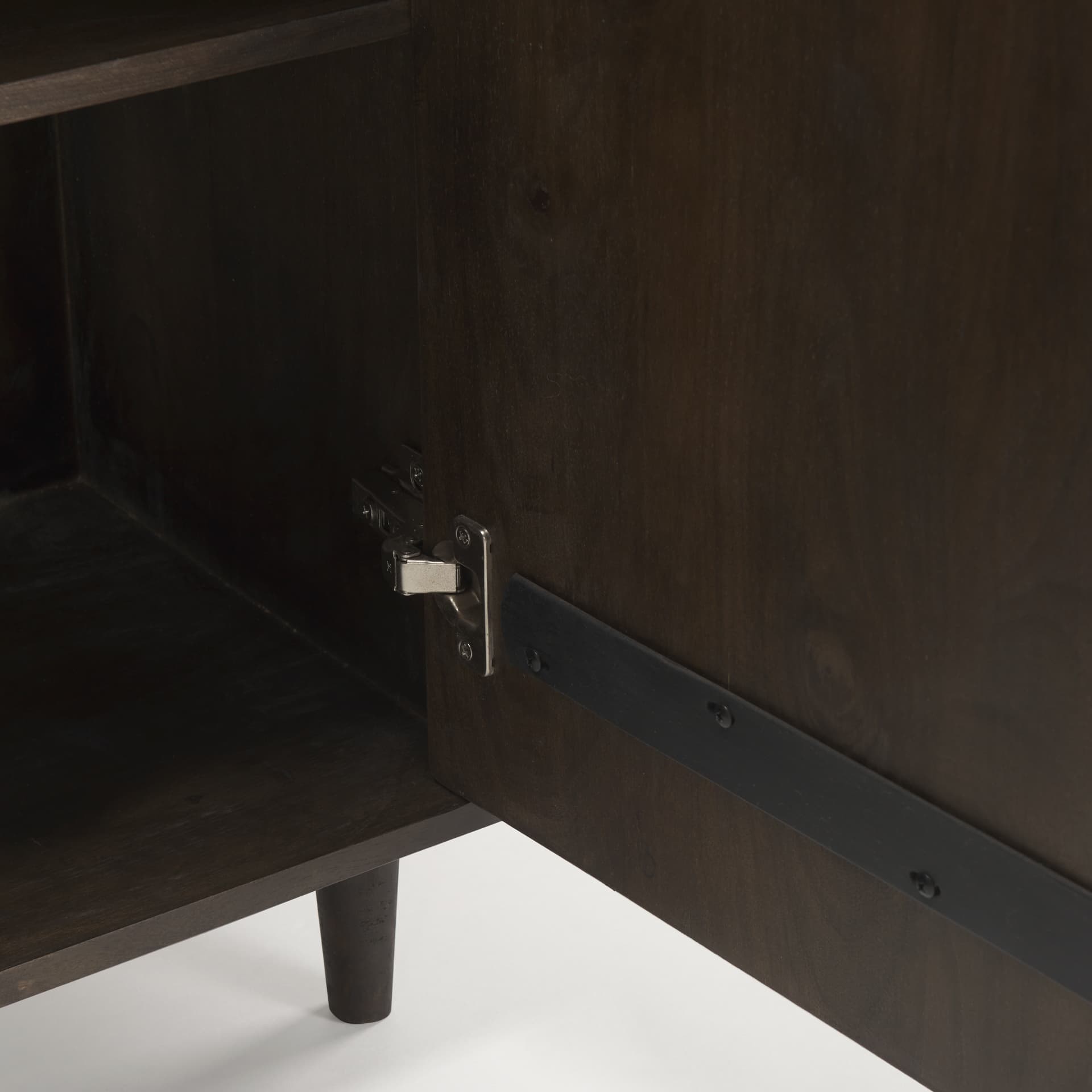 Tucker Dark Brown Wood w/ Carved Arch Pattern 2 Door Cabinet — product photograph