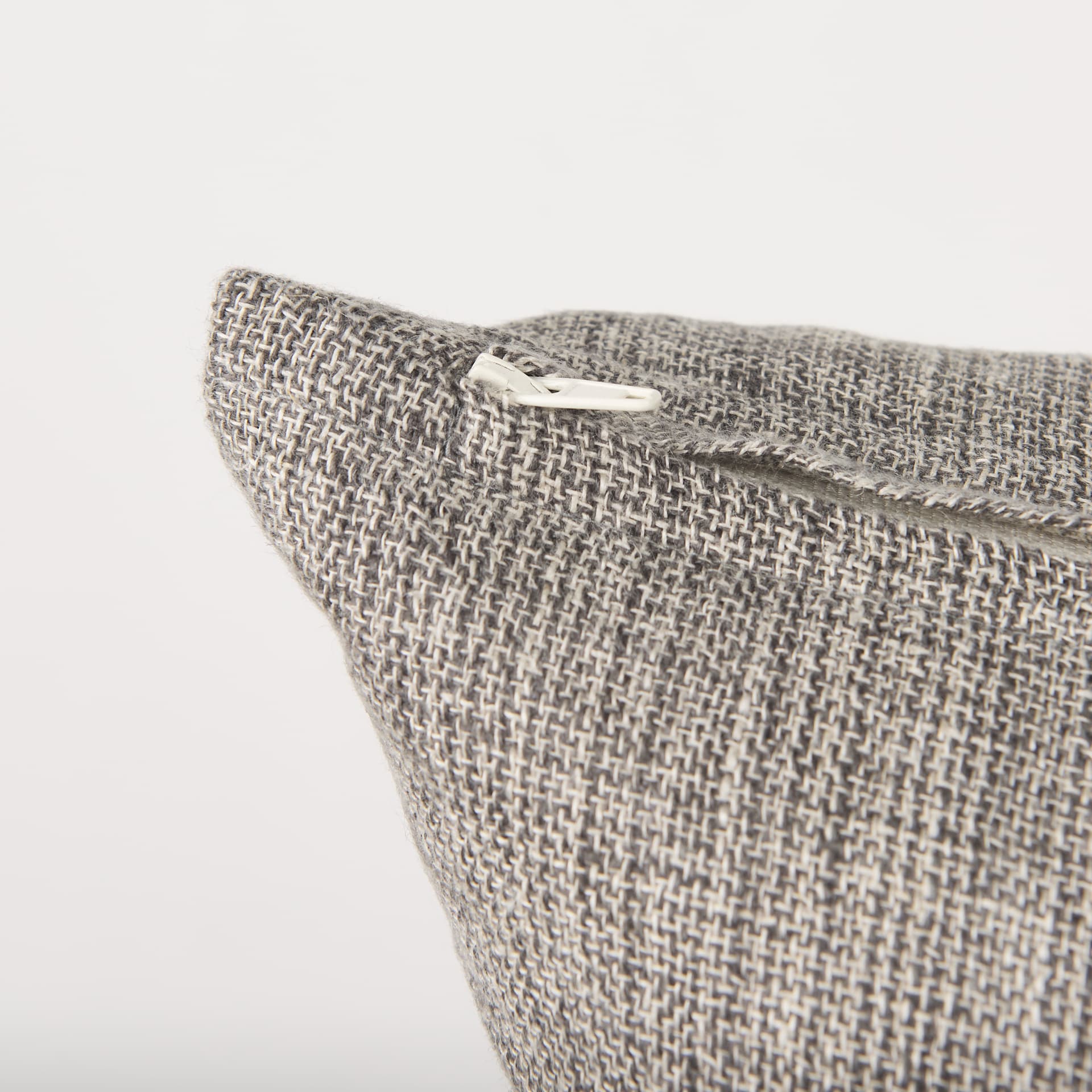 Jacklyn 22x22 Grey Linen Square Decorative Pillow Cover w/Down Filler — product photograph