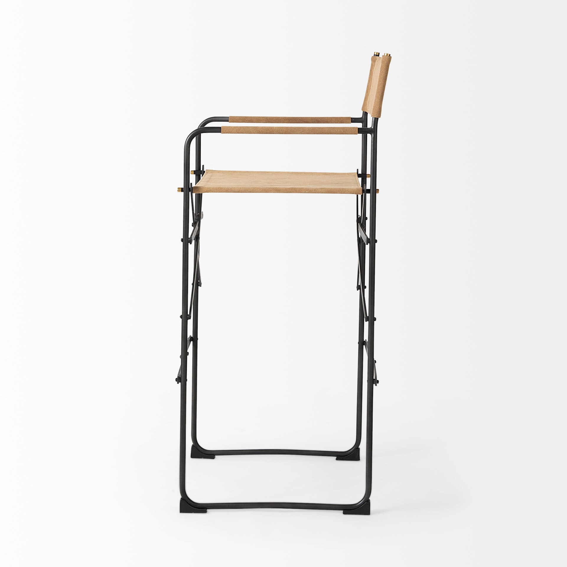 Direttore Backless 44.1in Seat Bar Stool | Brown Leather w/ Black Iron — product photograph