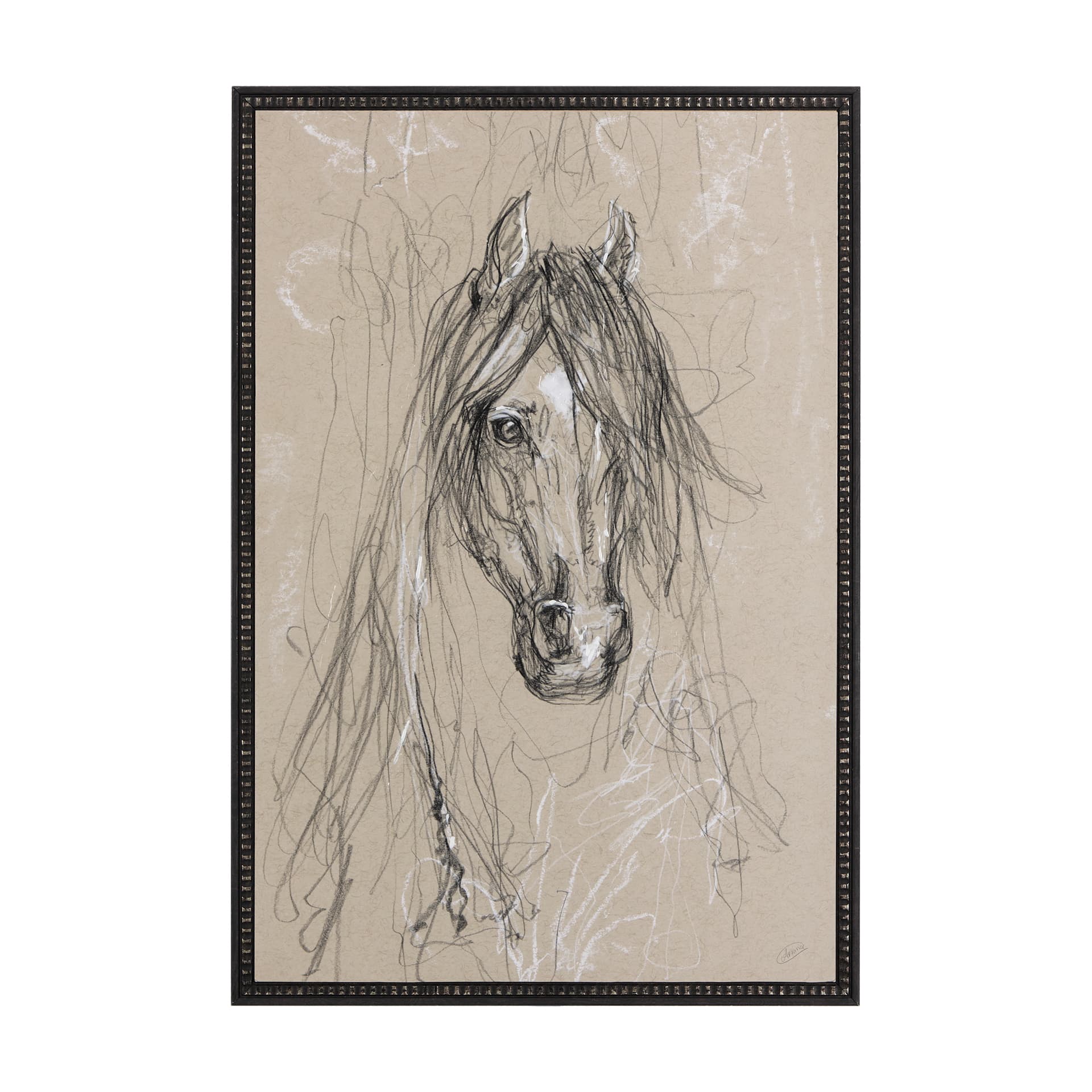 Sketch of Animal VII (Horse) by Mercana Studio a Hand Embellished Textured Framed Art Print — product photograph