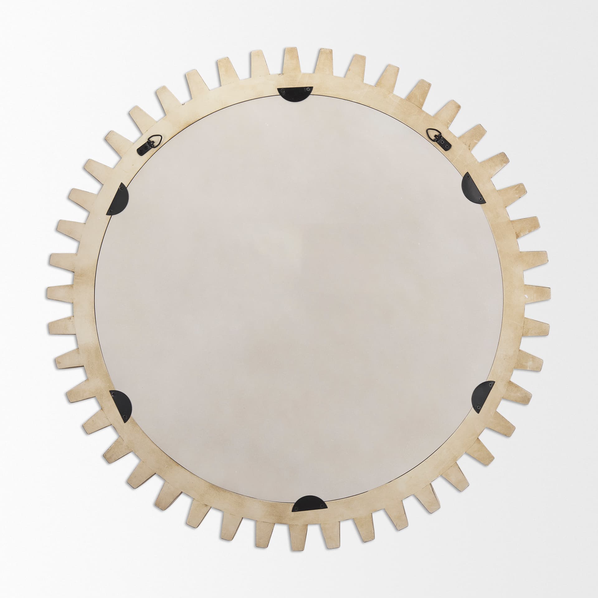 Cog Mirror 35" Round Natural Wood Frame Mirror — product photograph