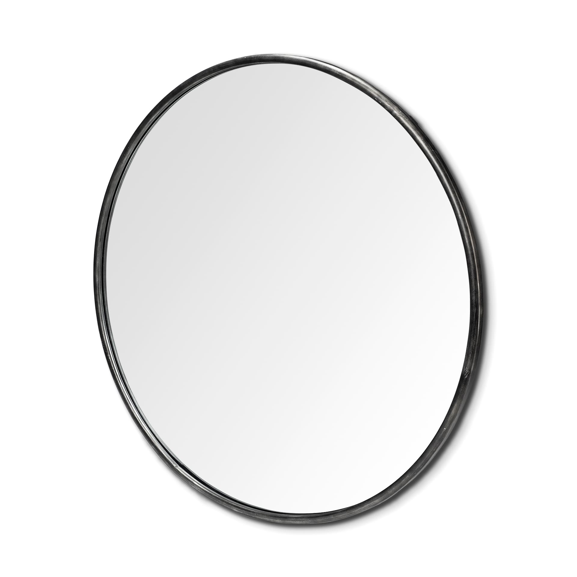 Piper 47.2L x 1.0W x 47.2H Large Black Metal Round Wall Mirror — product photograph