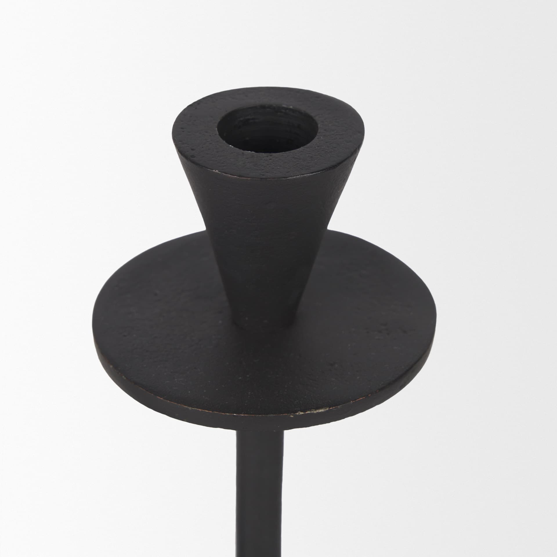 Petria Matte Black Textured Metal Taper Candle Holders — product photograph