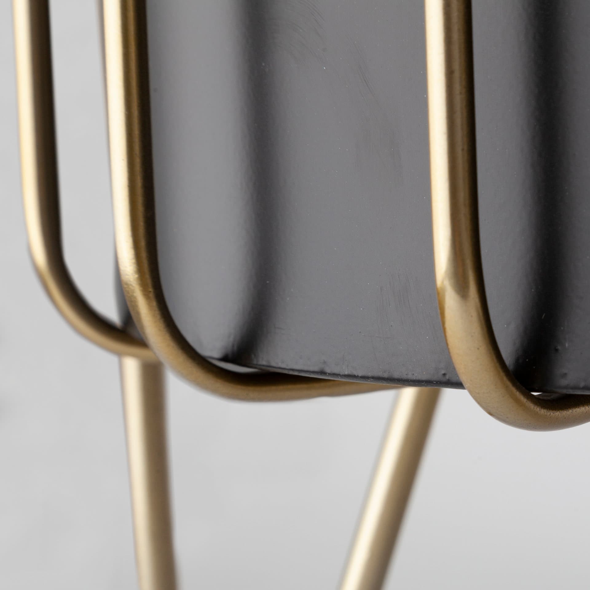 Pianta 13 x 21 Set of Two Black Metal Insert Brass Frame Plant Stands — product photograph