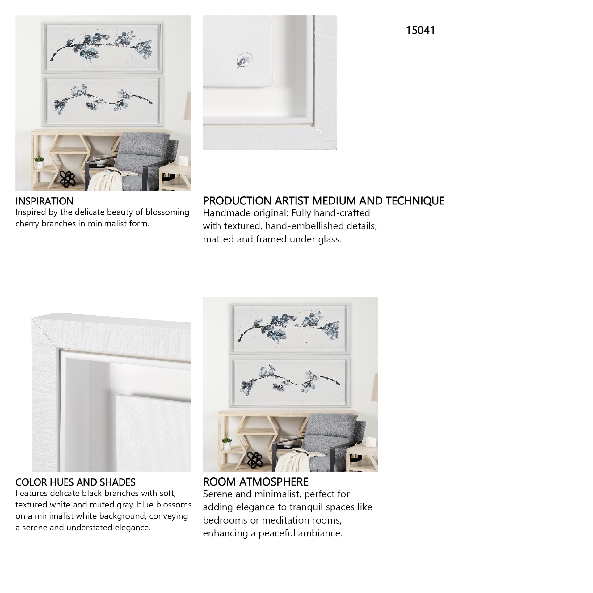Pear Blossom II by Studio M a Framed handmade Original Artwork — in a styled room