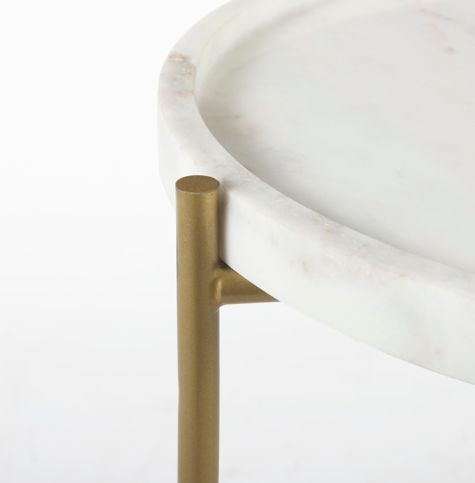 Stella 17L x 17W White Round Marble Top W/Gold Base Accent Table — product photograph
