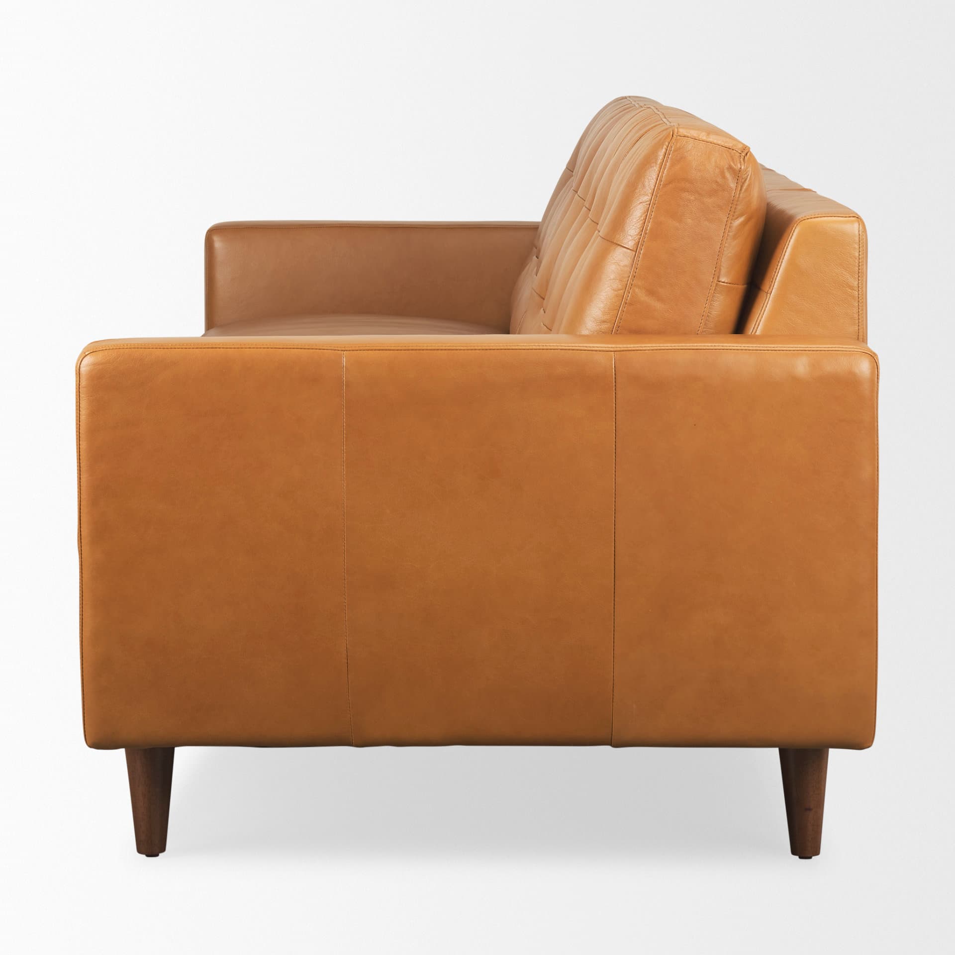 Olaf 88.2L x 37.8W x 35.0H Tan Leather Sofa — product photograph