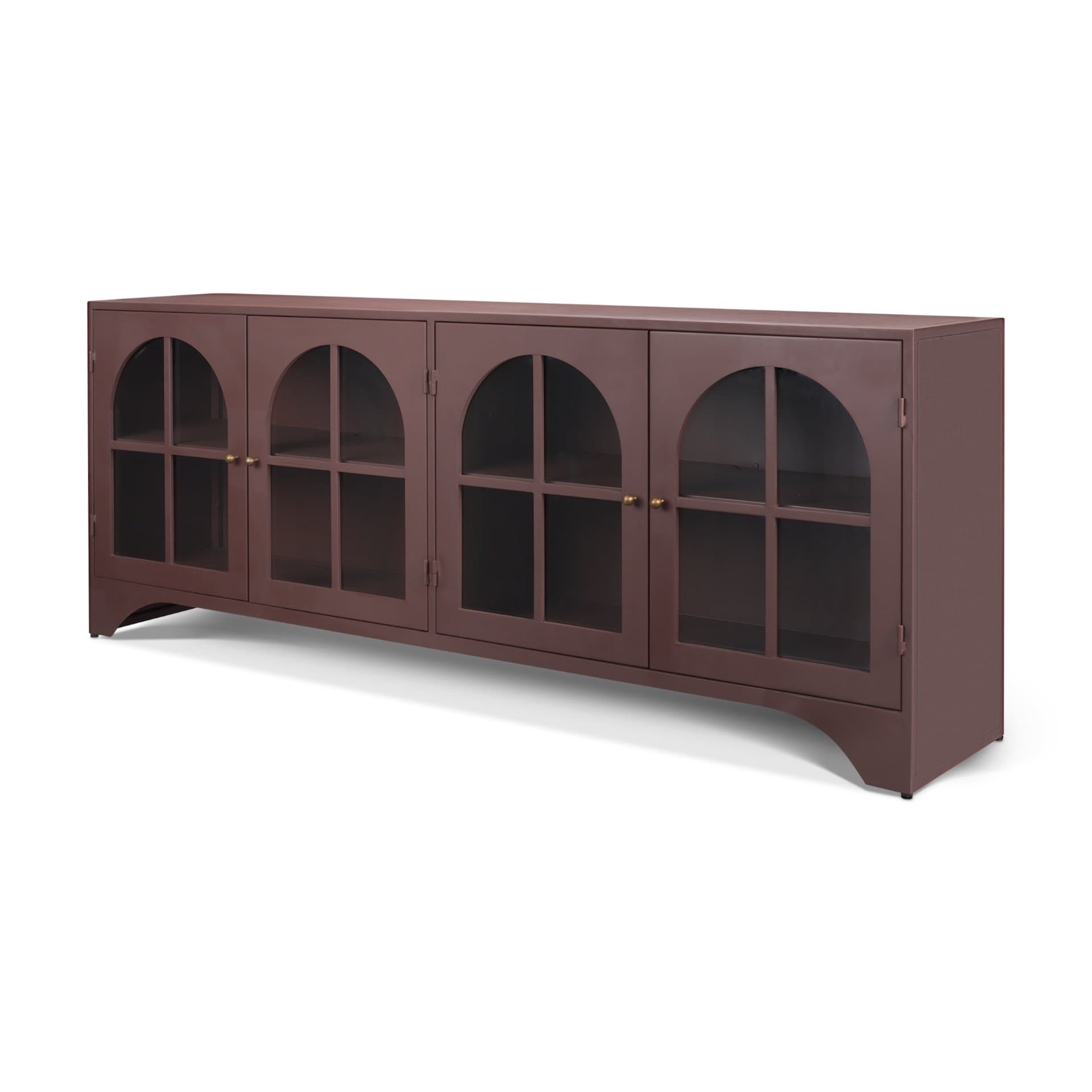 Rousseau 4 Door Closed Sideboard | Arched Glass | Burgundy Metal — product photograph