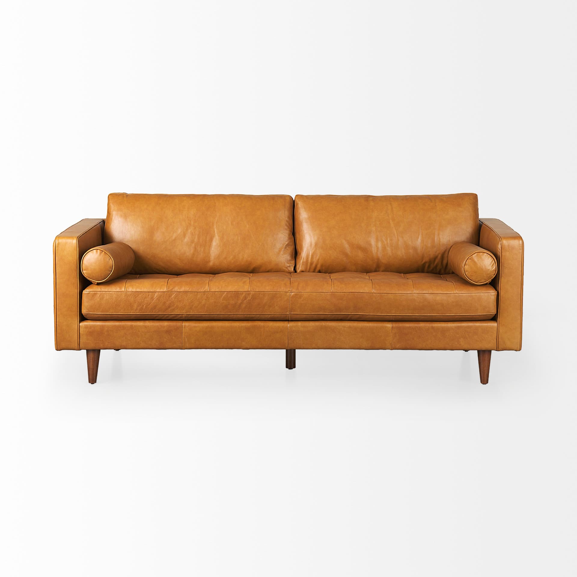 Svend 88.0L x 38.0W x 34.0H Tan Leather Sofa — product photograph