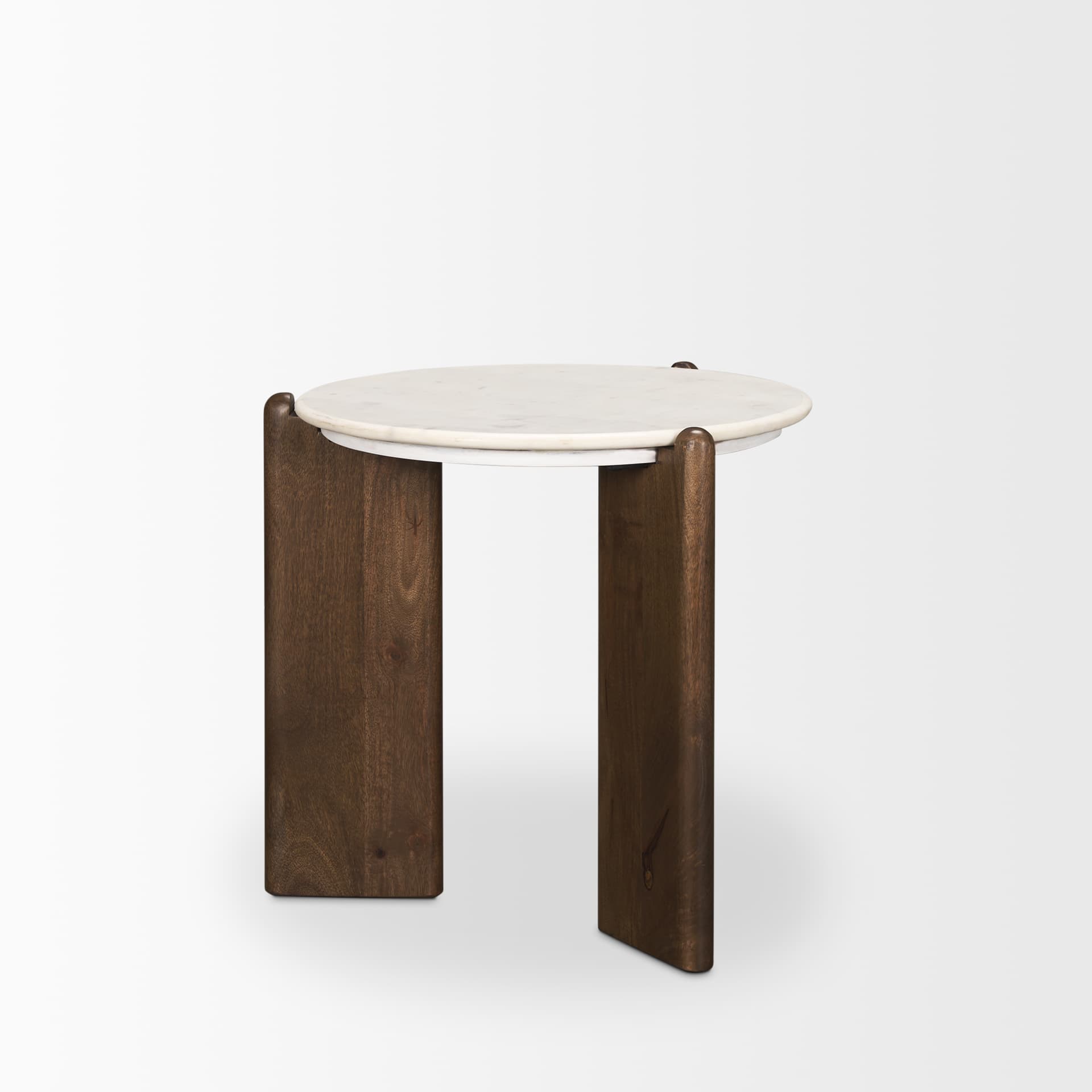 Rumer Dark Brown Wood w/ White Marble Side Table — product photograph