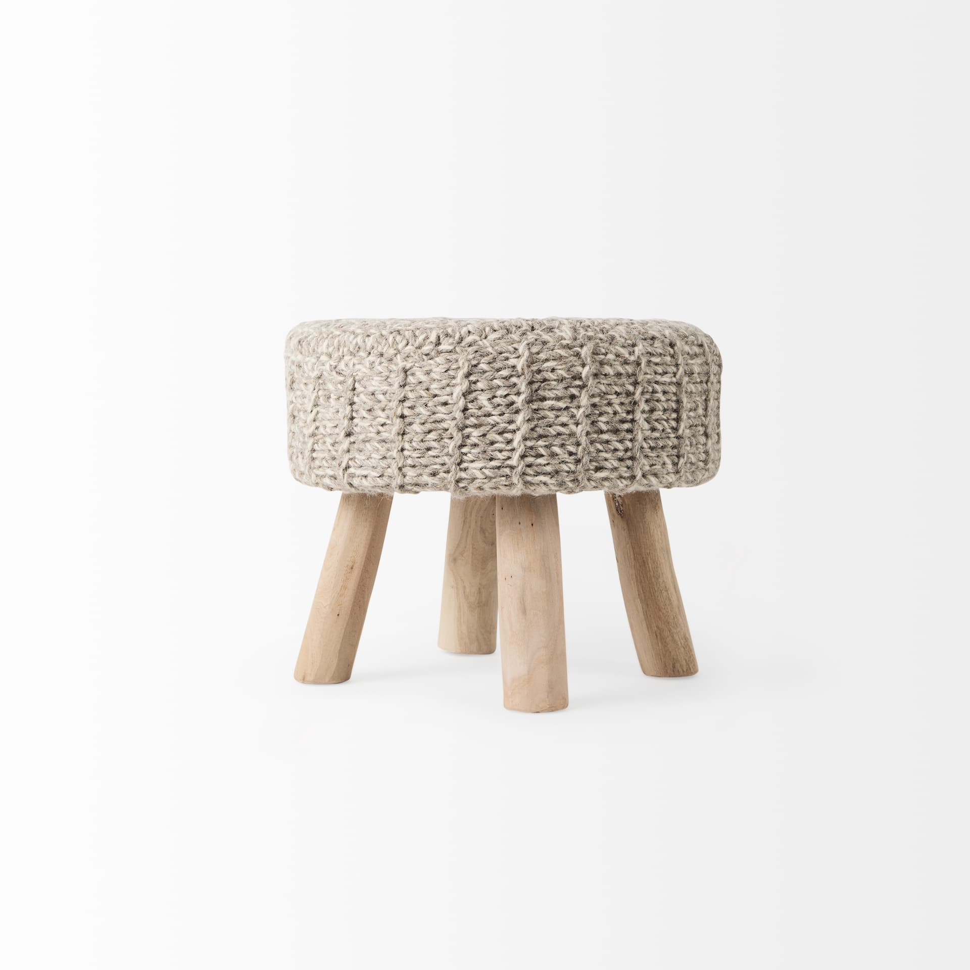 Bina 19.0L x 19.0W x 15.0H Taupe 4 Legged Wool Stool — product photograph