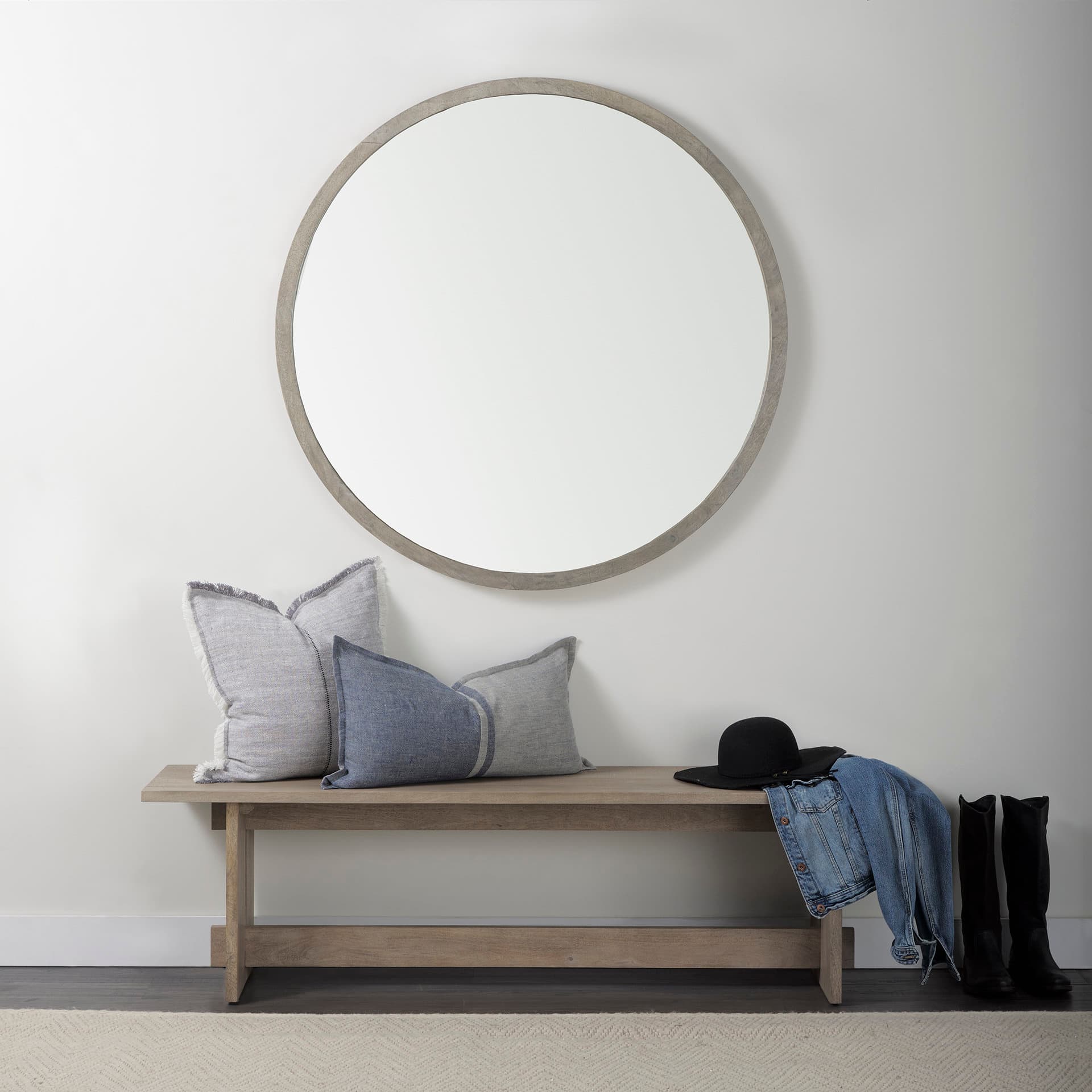 Aida 18H Light Gray Wood Dining Bench — product photograph