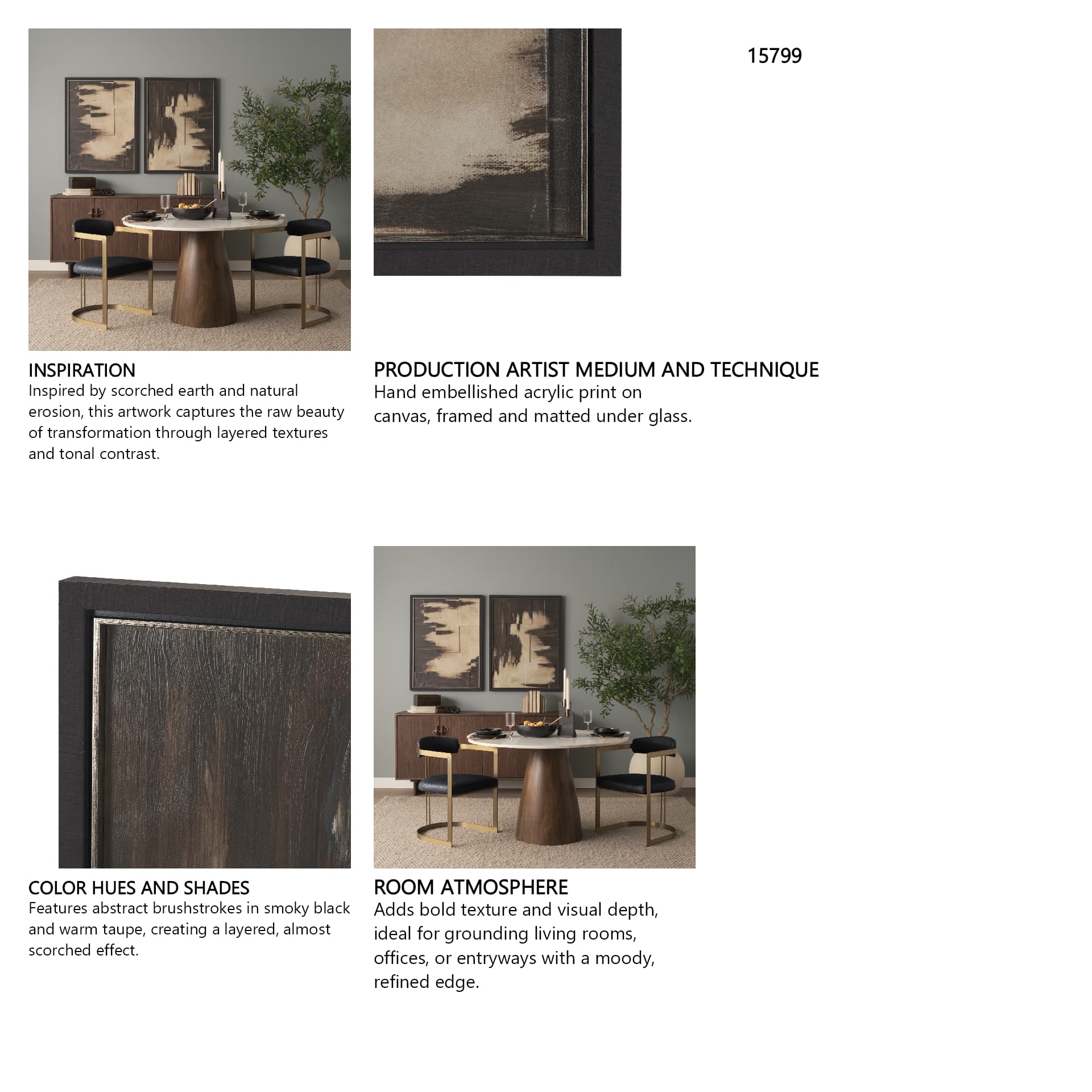 Charred II by Mercana Studio a Framed Art Print Matted under Glass — in a styled room