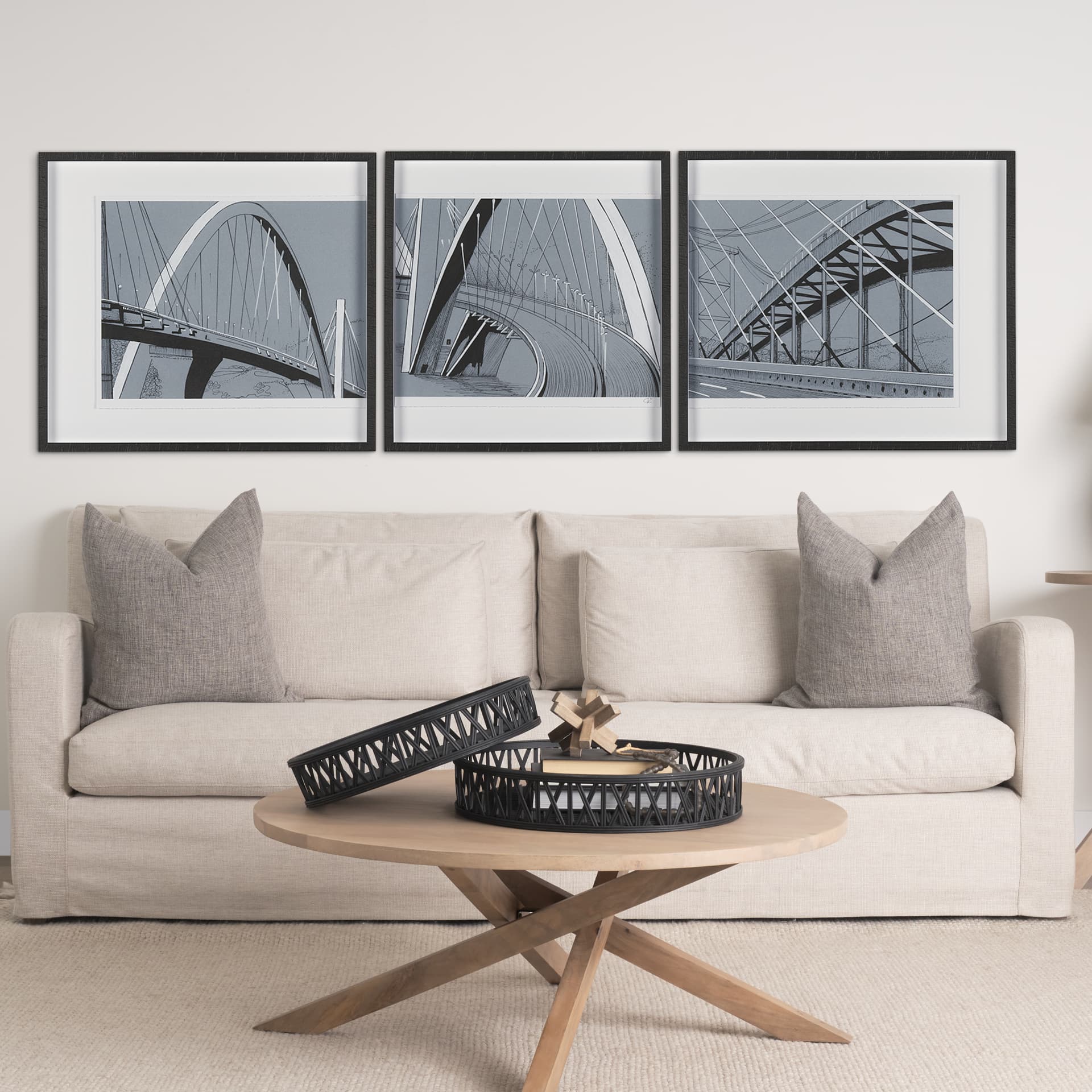 Bridge I by Mercana Studio a Framed Photo Art Print Matted under Glass — in a styled room