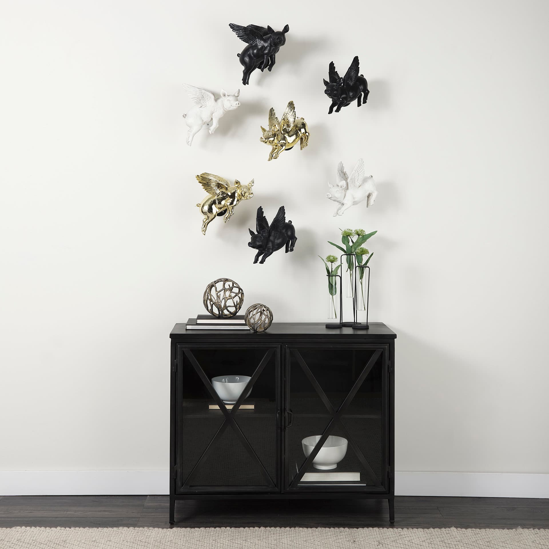 Sphaira Noir II Large 7L x 7W Gold Cast Aluminum Decorative Tree Branch Orb — product photograph