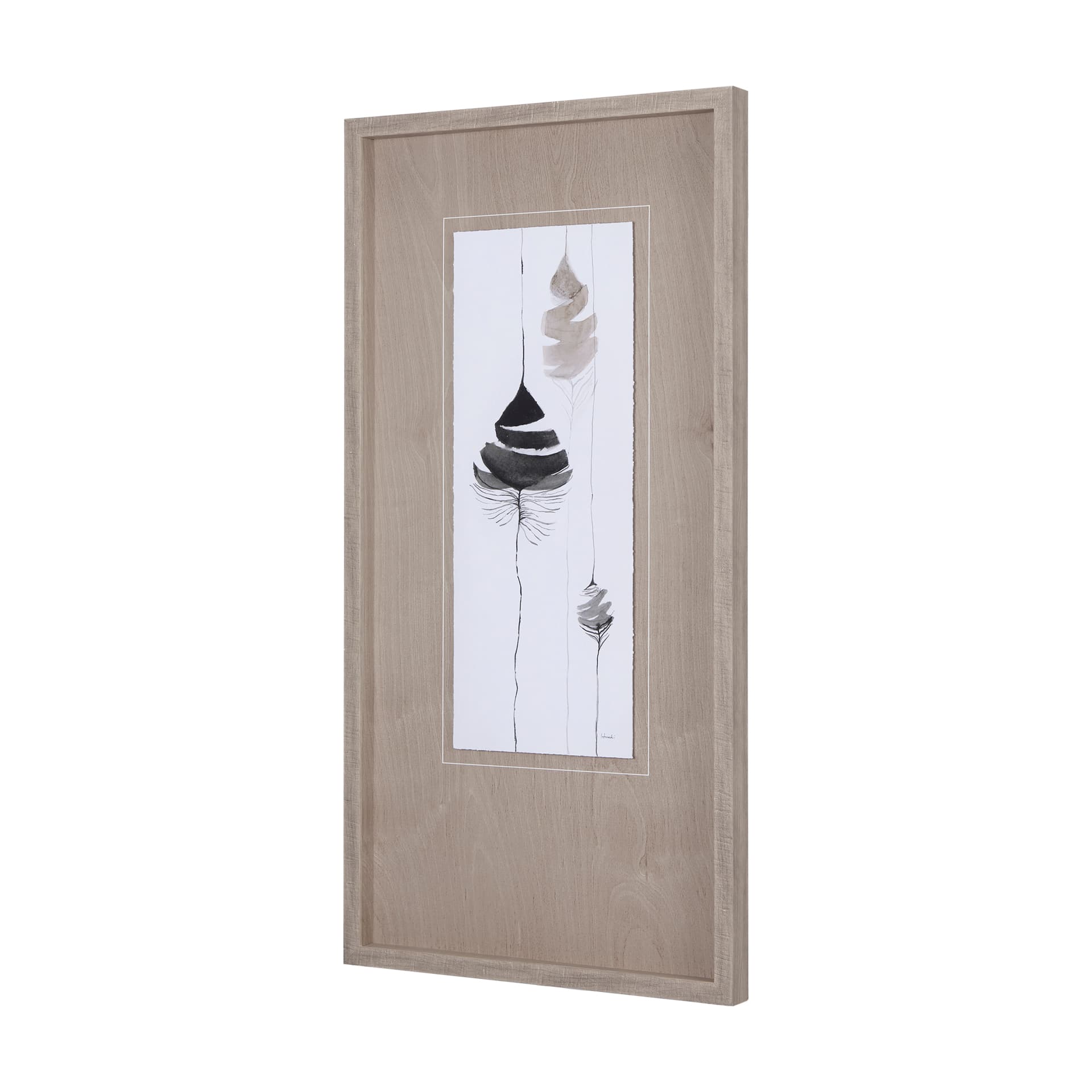 Feather Collection by Mercana Studio a Hand Embellished Textured Framed Art Print Matted under Glass — product photograph