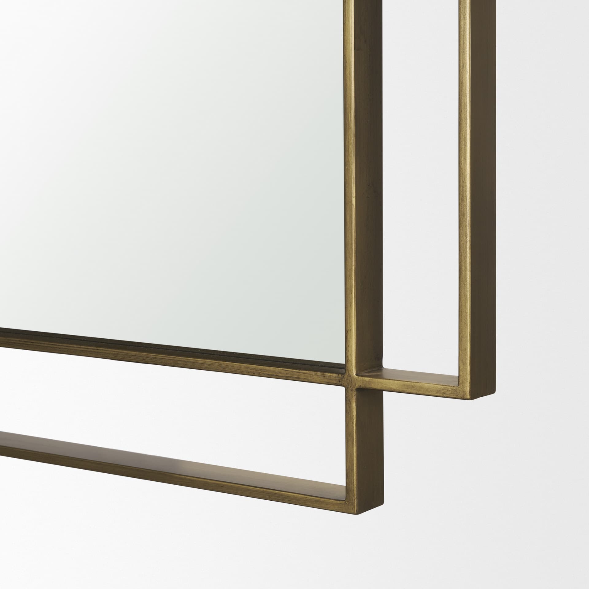 Tiva Rectangular Dual Brushed Gold Metal Framed Mirror — product photograph