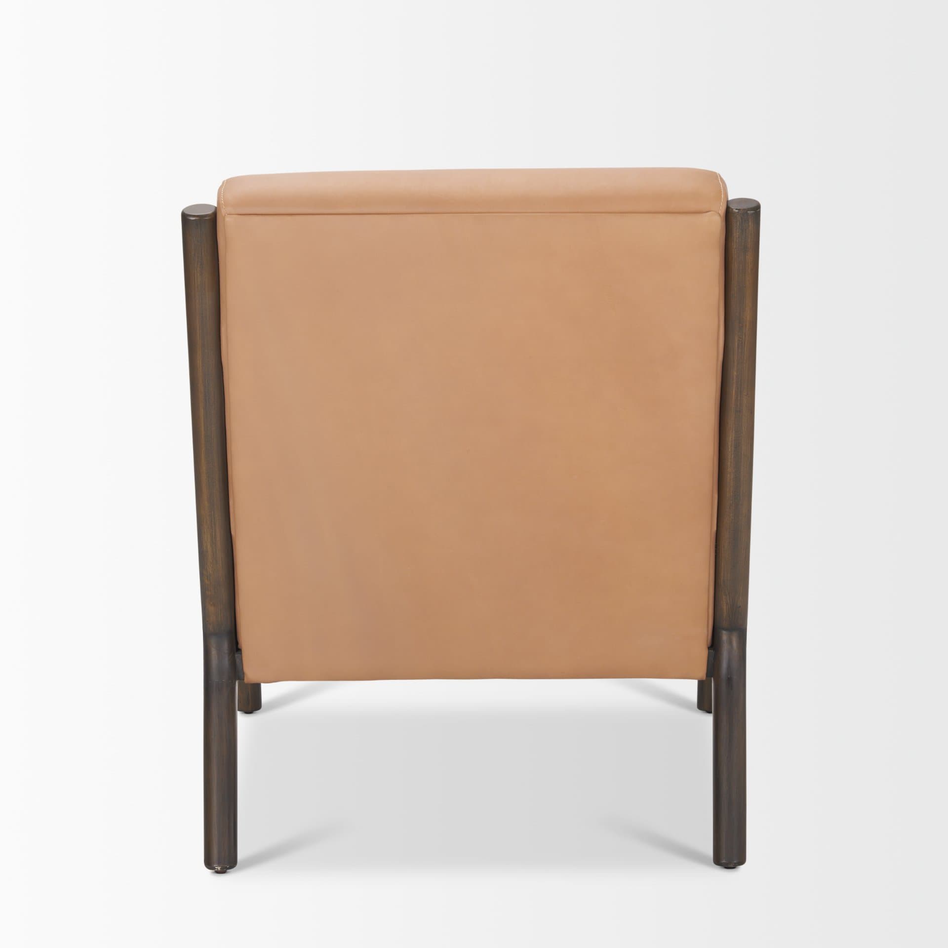 Cashel Accent Chair W/ Dark Brown Wood and Tan Genuine Leather — product photograph