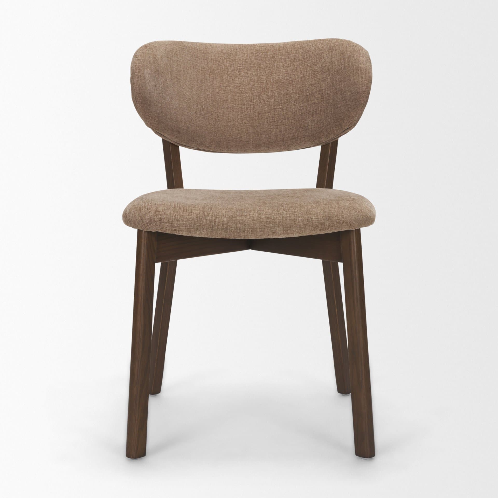 Cole Open Back Dining Side Chair | Stonewashed Latte Fabric w/ Wood — product photograph