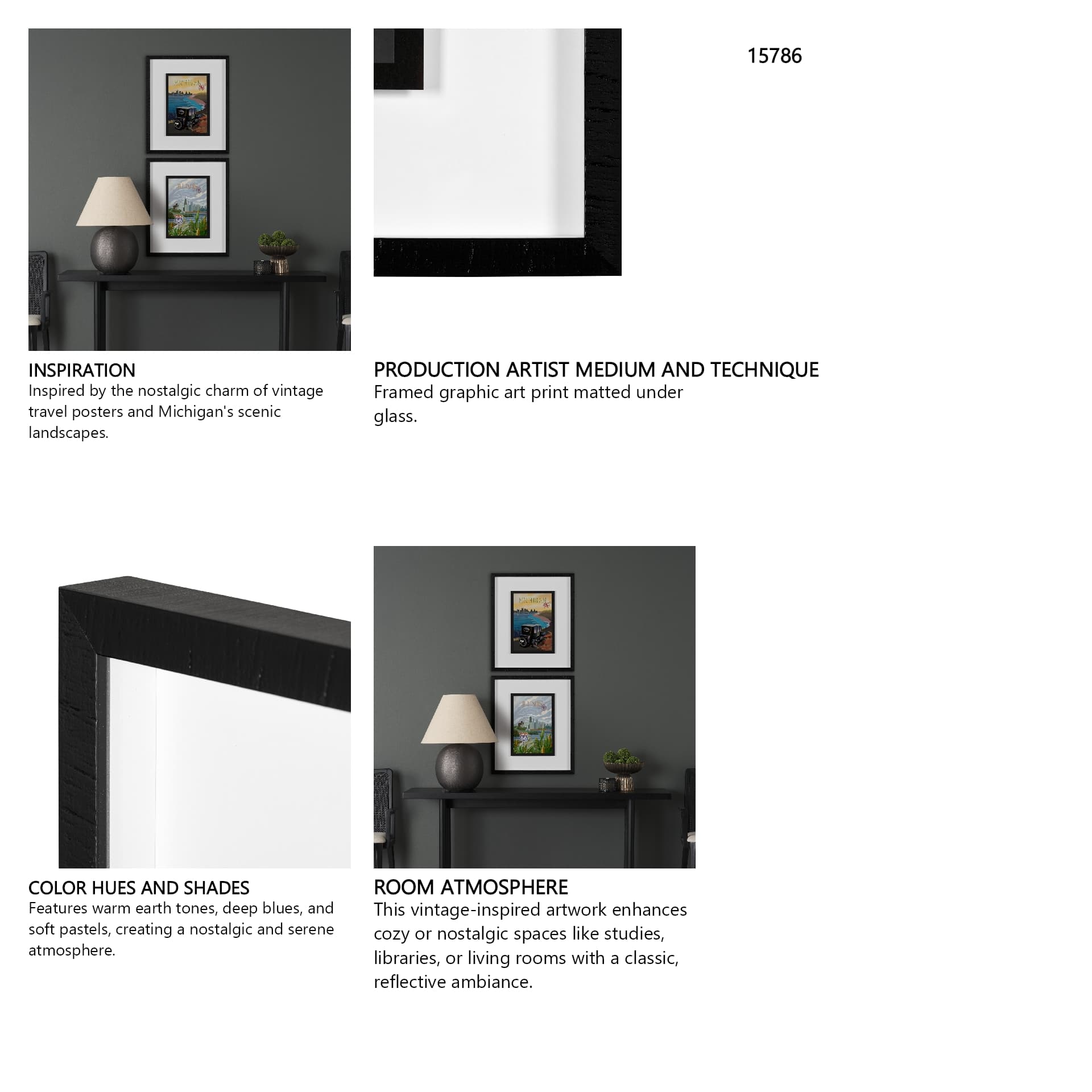 Michigan Go USA (M) by Mercana Studio a Framed Art Print Matted under Glass — in a styled room