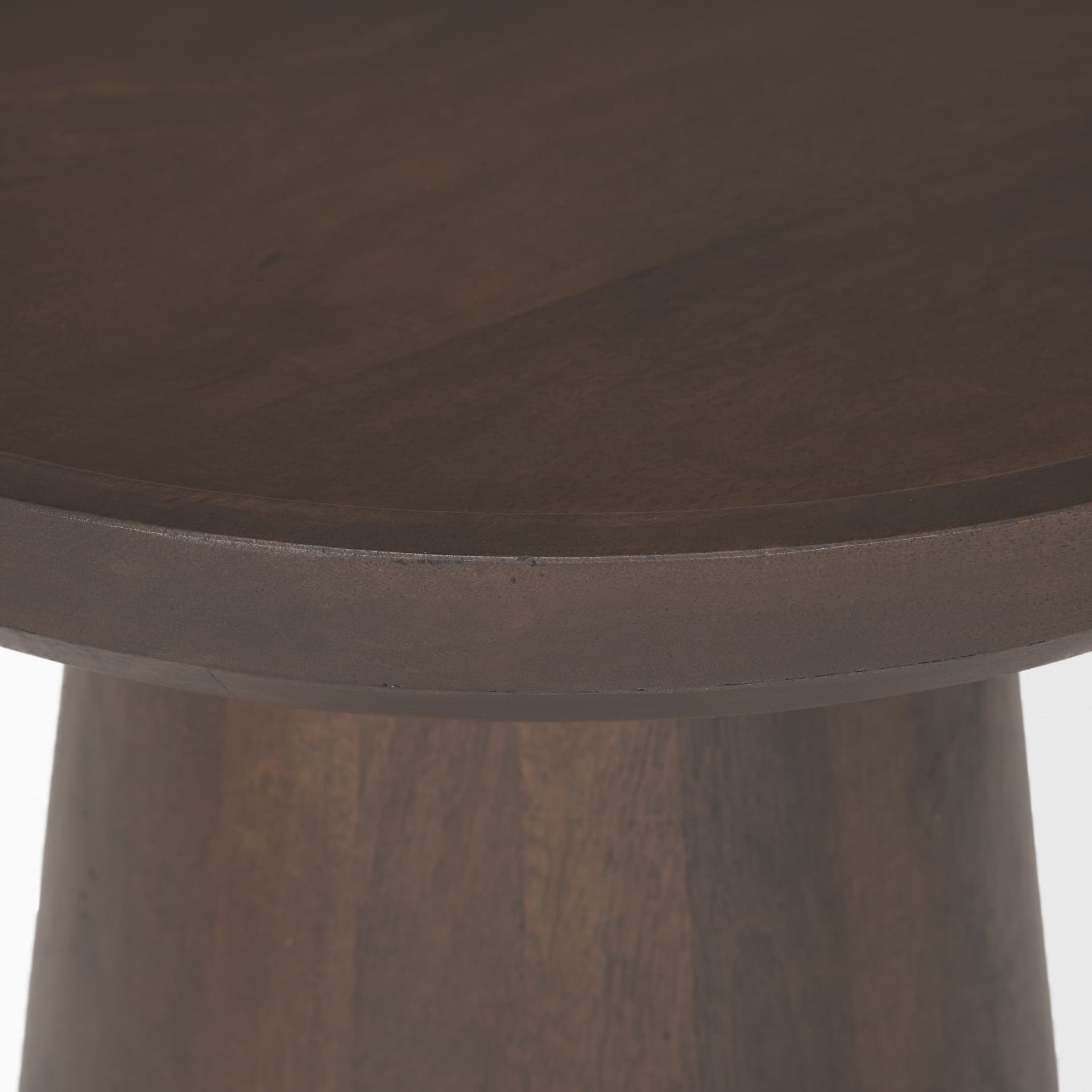 Takoda Dark Brown Wood Tapered Drum Accent Table — product photograph